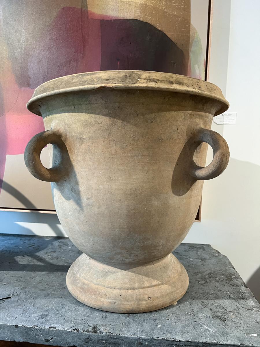 French 19th Century Large Terra Cotta Jardiniere with Handles from Castelnaudary For Sale