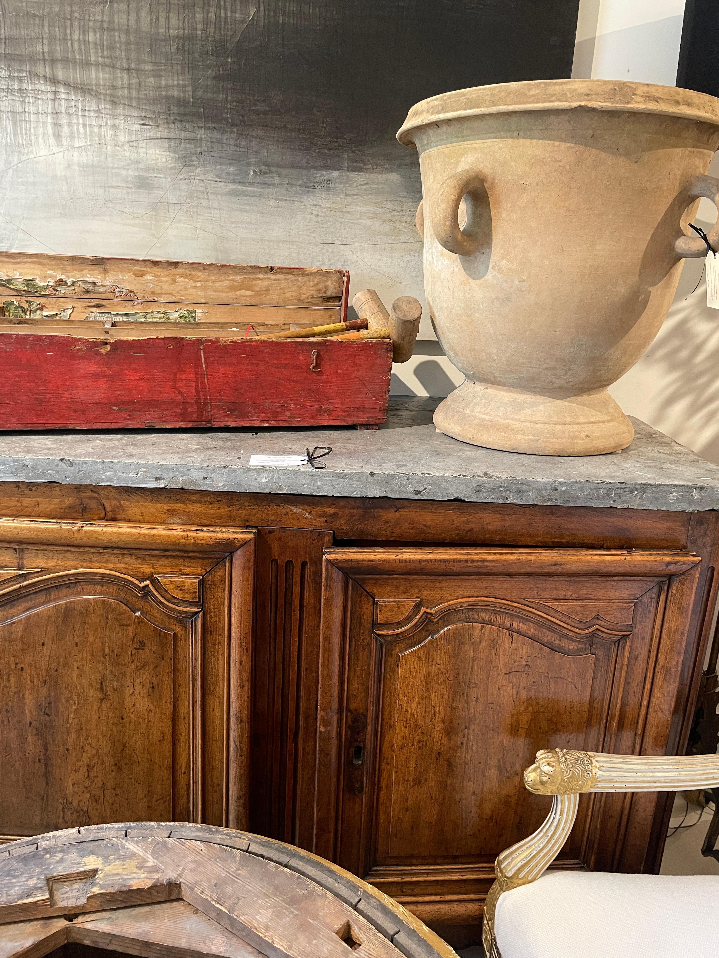 Terracotta 19th Century Large Terra Cotta Jardiniere with Handles from Castelnaudary For Sale
