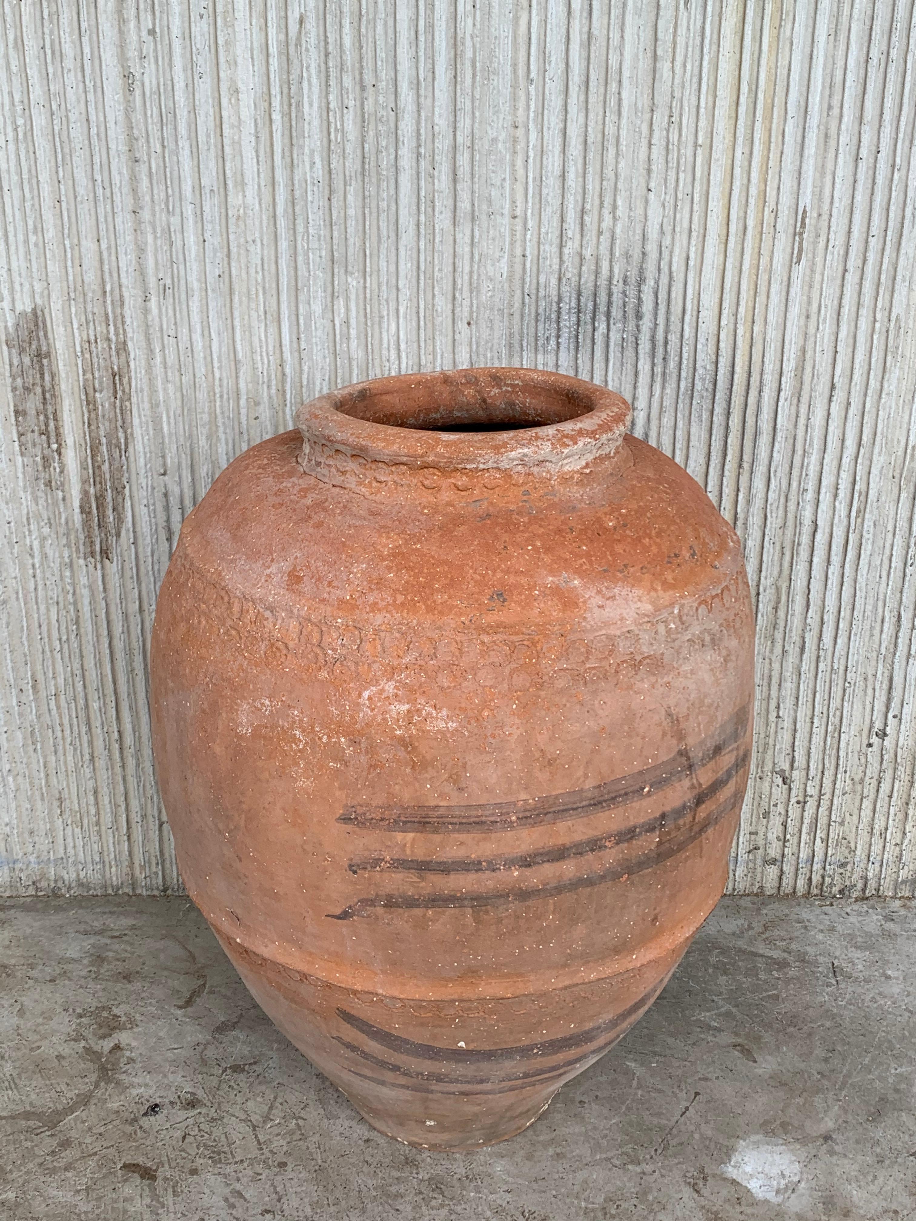 Spanish 19th Century Large Terracotta Ribbed Vessel, Vase, Planter with Low Tap