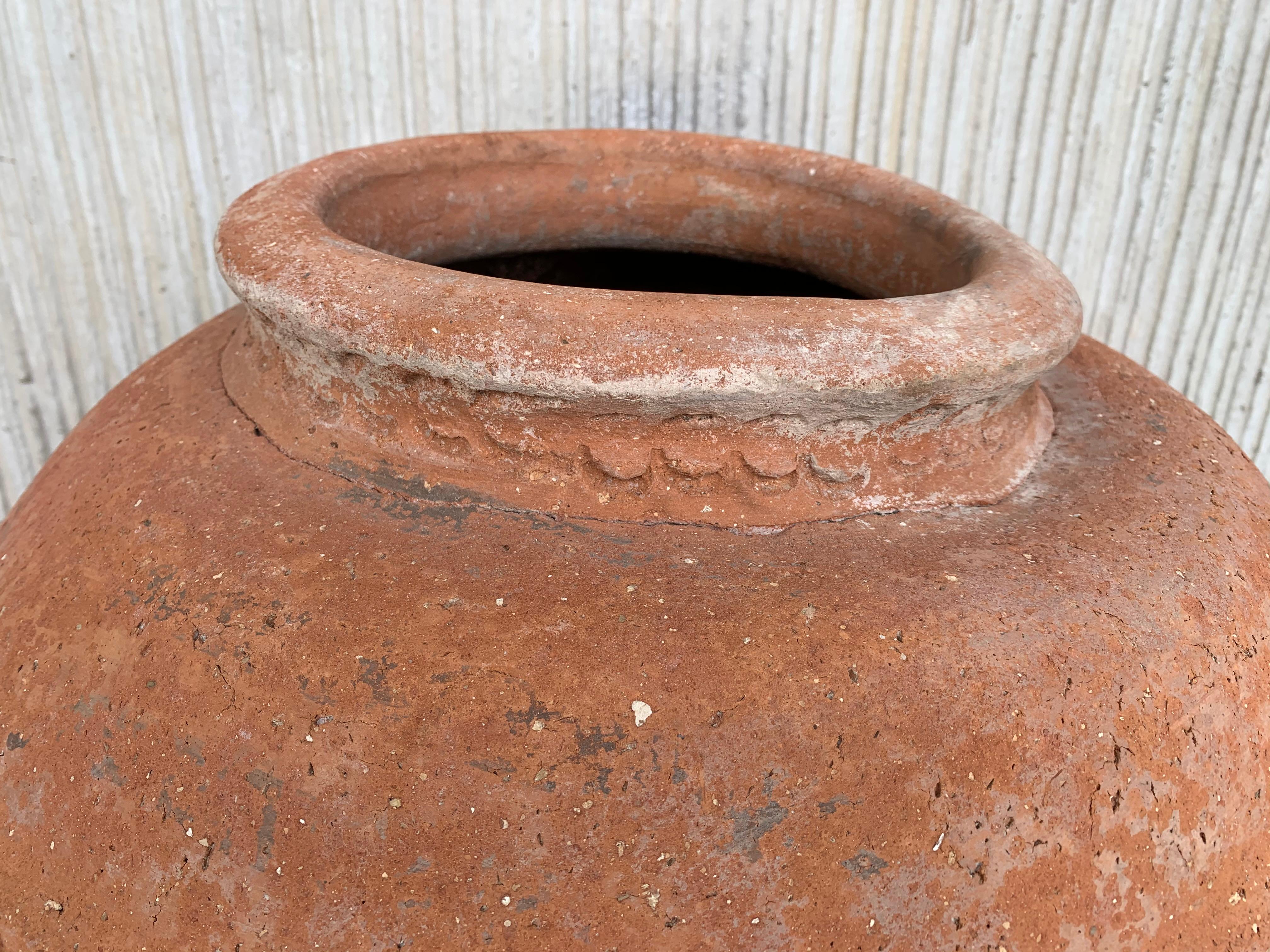 19th Century Large Terracotta Ribbed Vessel, Vase, Planter with Low Tap 1