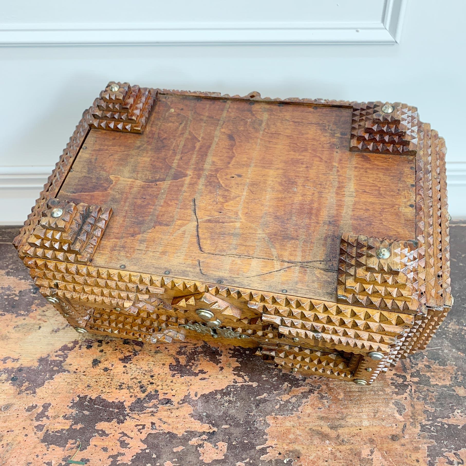 19Th Century Large Tramp Art Box For Sale 4