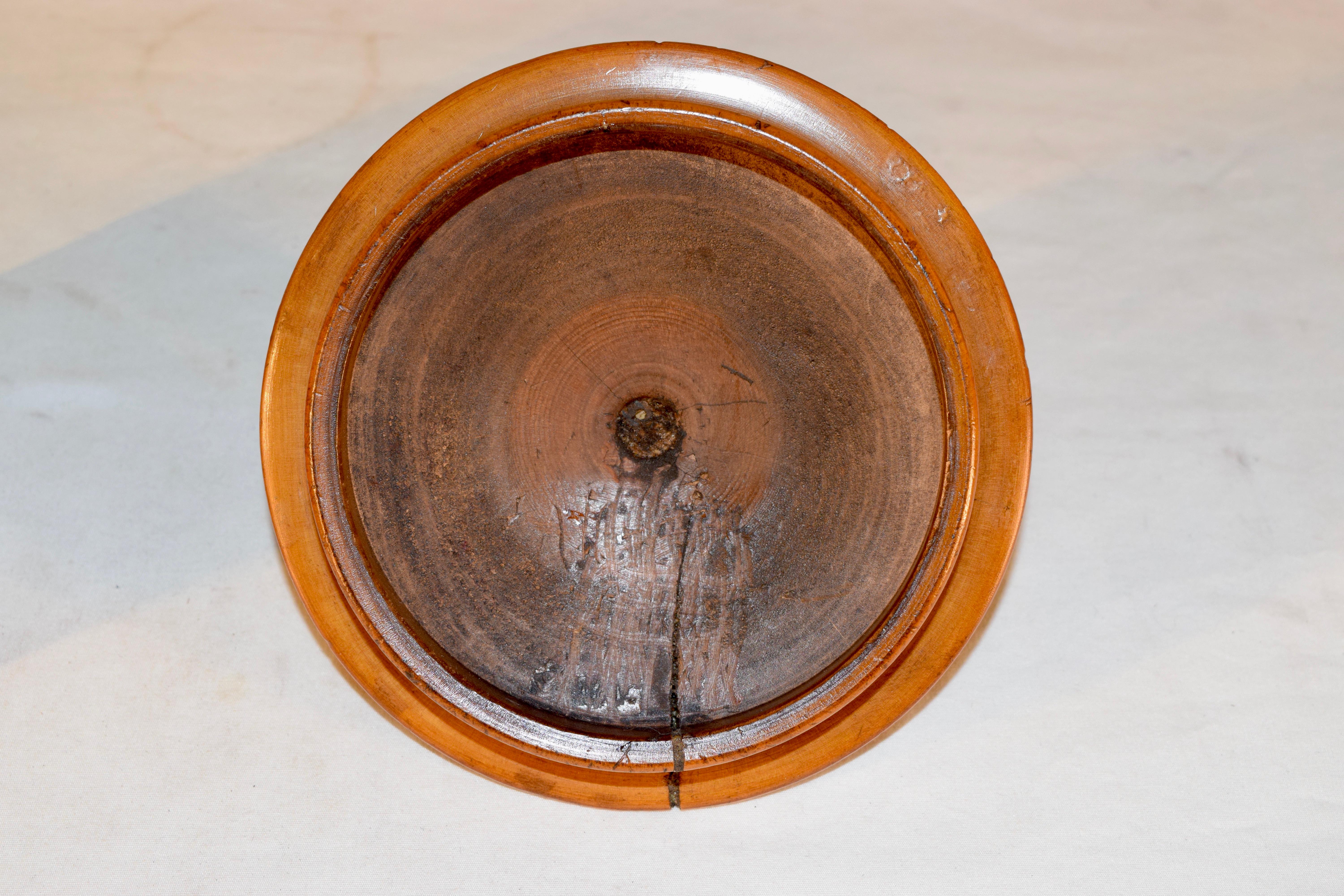 English 19th Century Large Turned Treen String Box