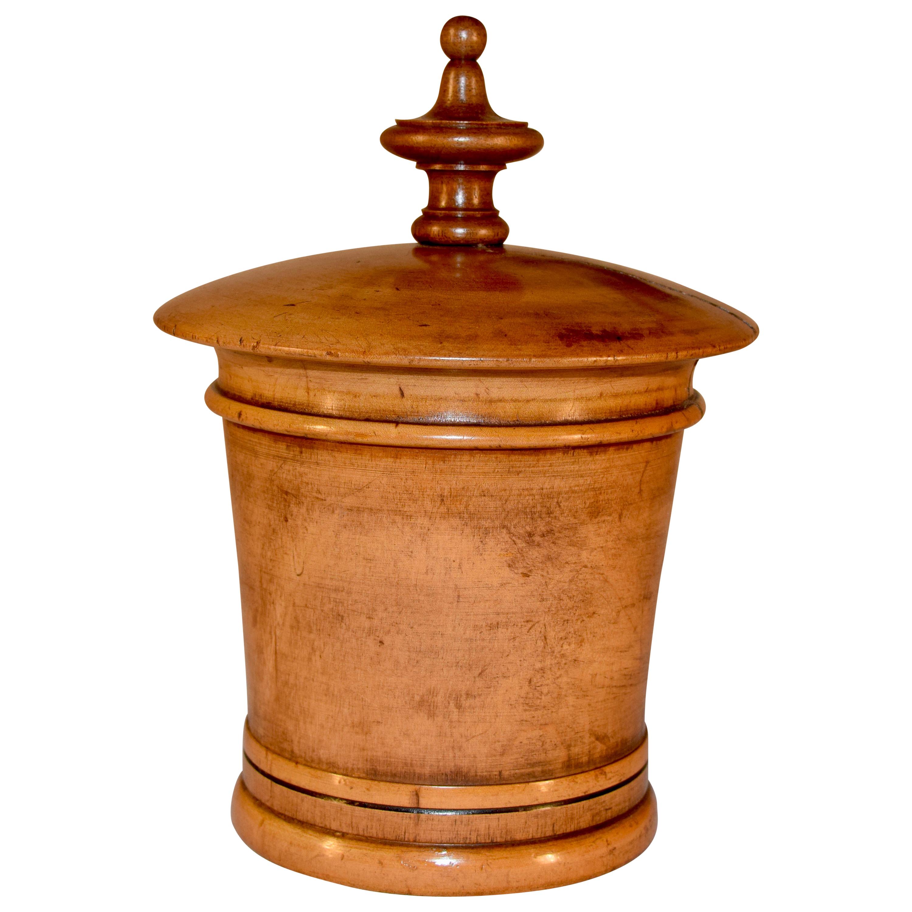 19th Century Large Turned Treen String Box