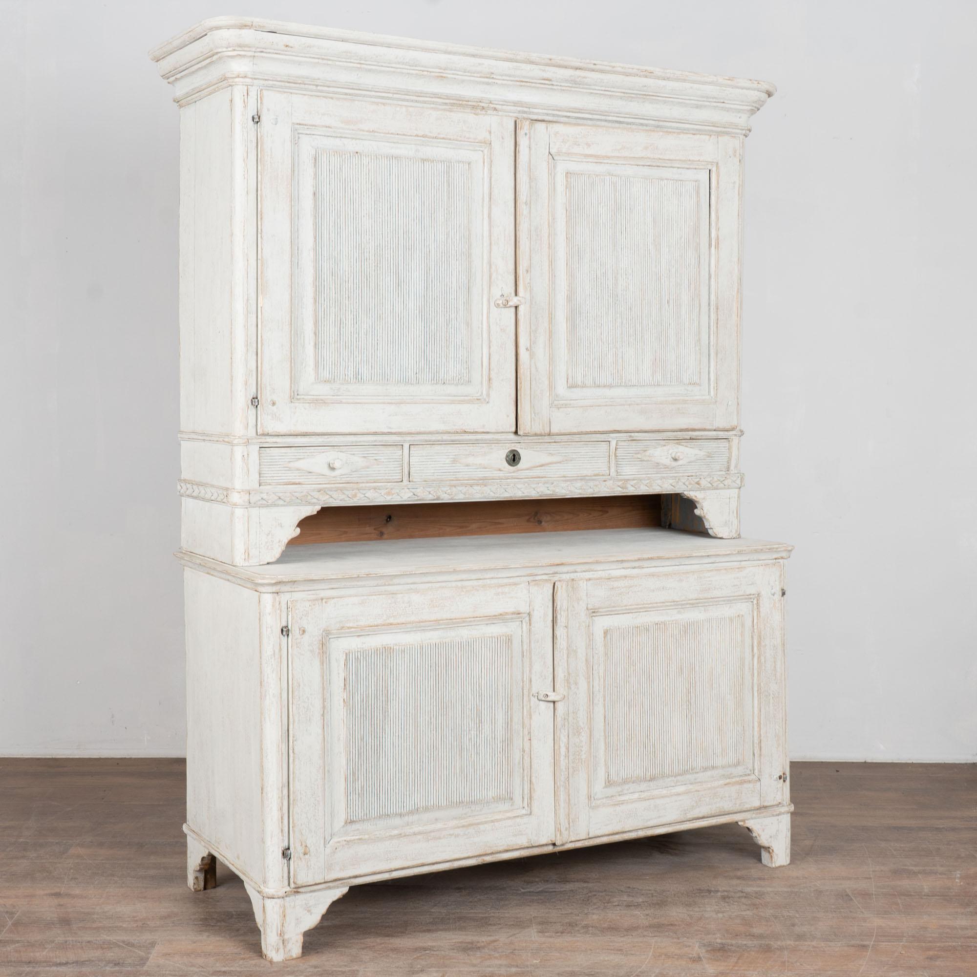19th Century Large White Swedish Gustavian Pine Cabinet Cupboard