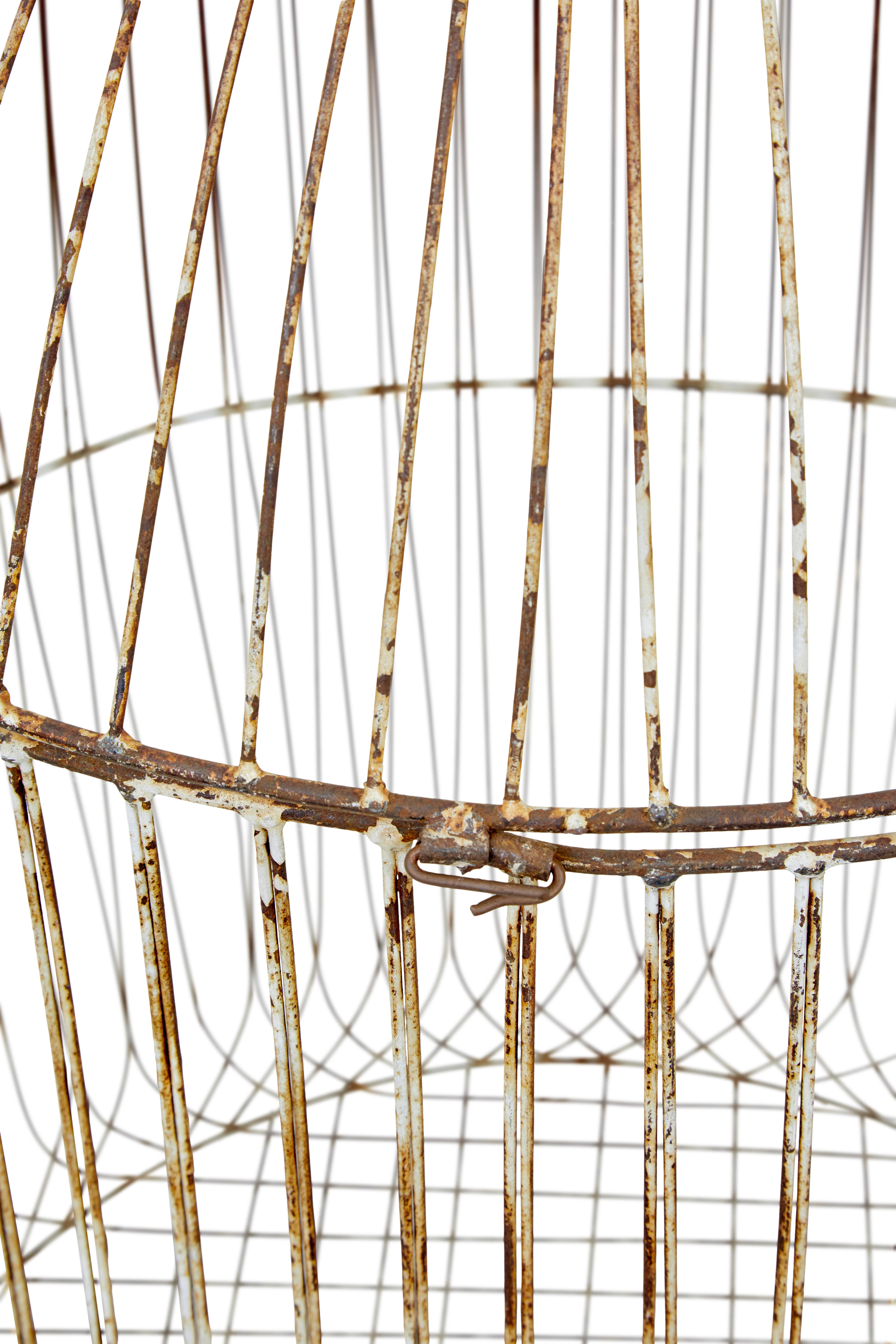 Victorian 19th century large wire frame decorative bird cage For Sale