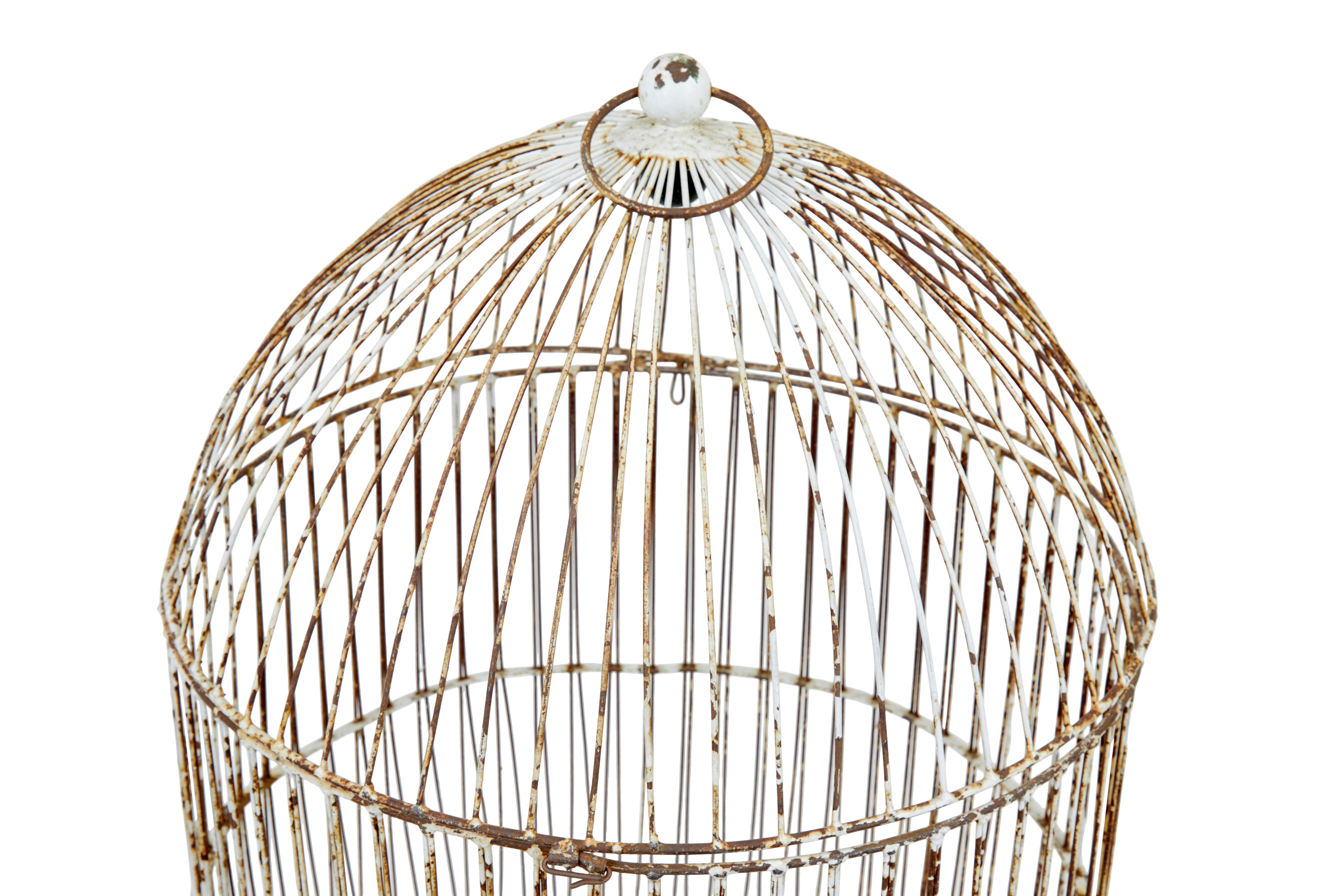 Swedish 19th century large wire frame decorative bird cage For Sale