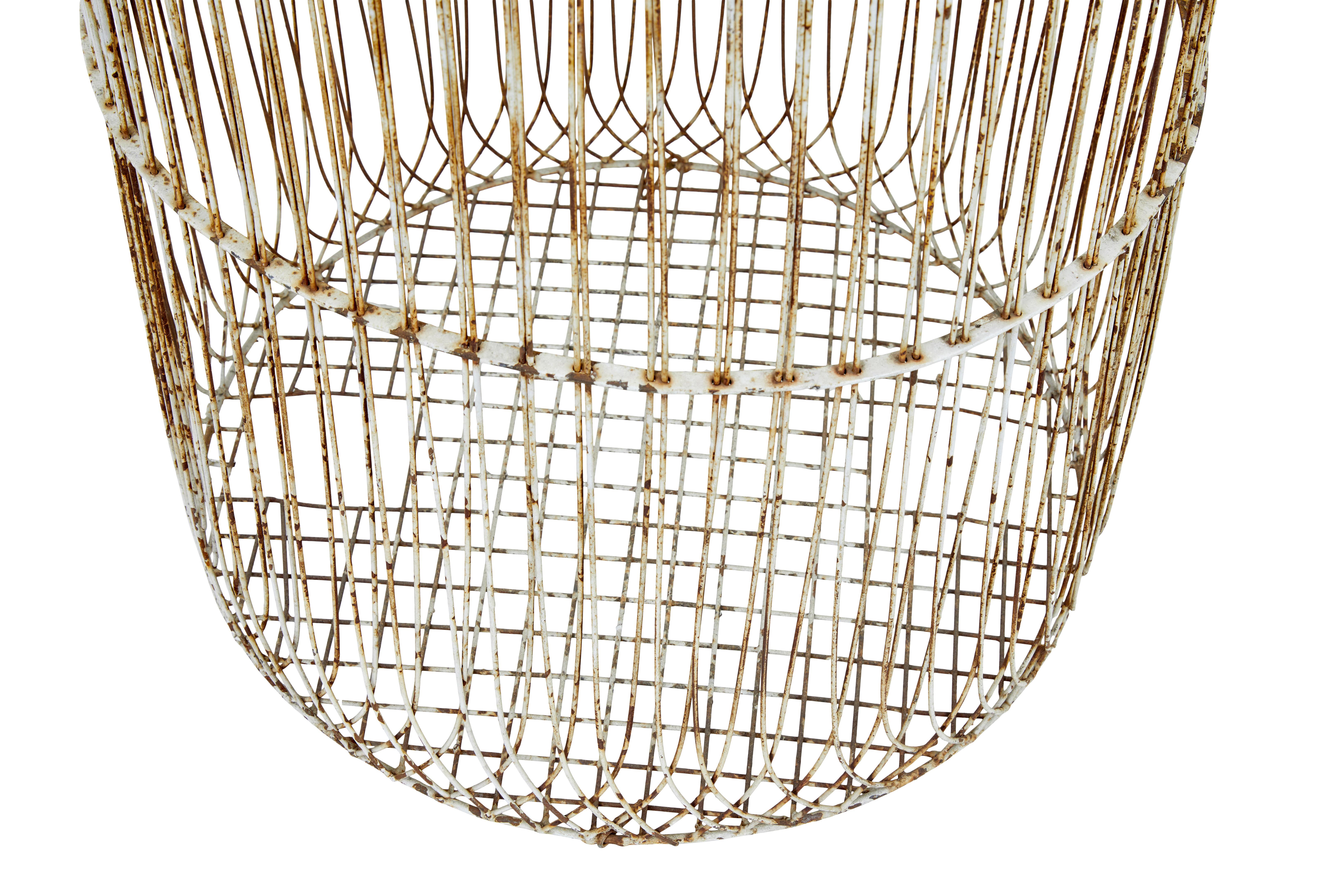 Hand-Crafted 19th century large wire frame decorative bird cage For Sale