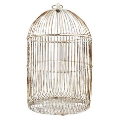 Used 19th Century large wire frame decorative bird cage