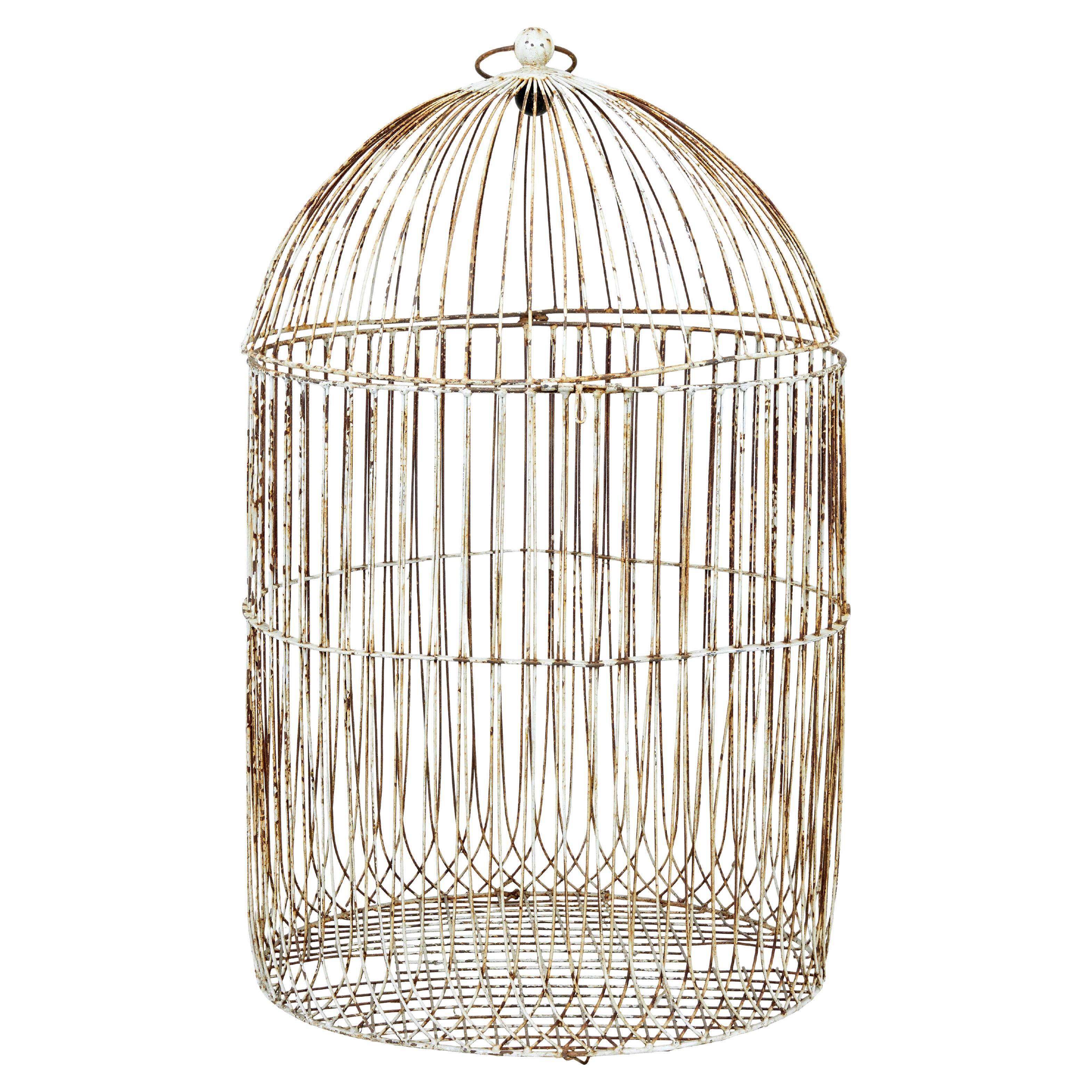 19th century large wire frame decorative bird cage For Sale