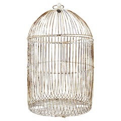 19th century large wire frame decorative bird cage