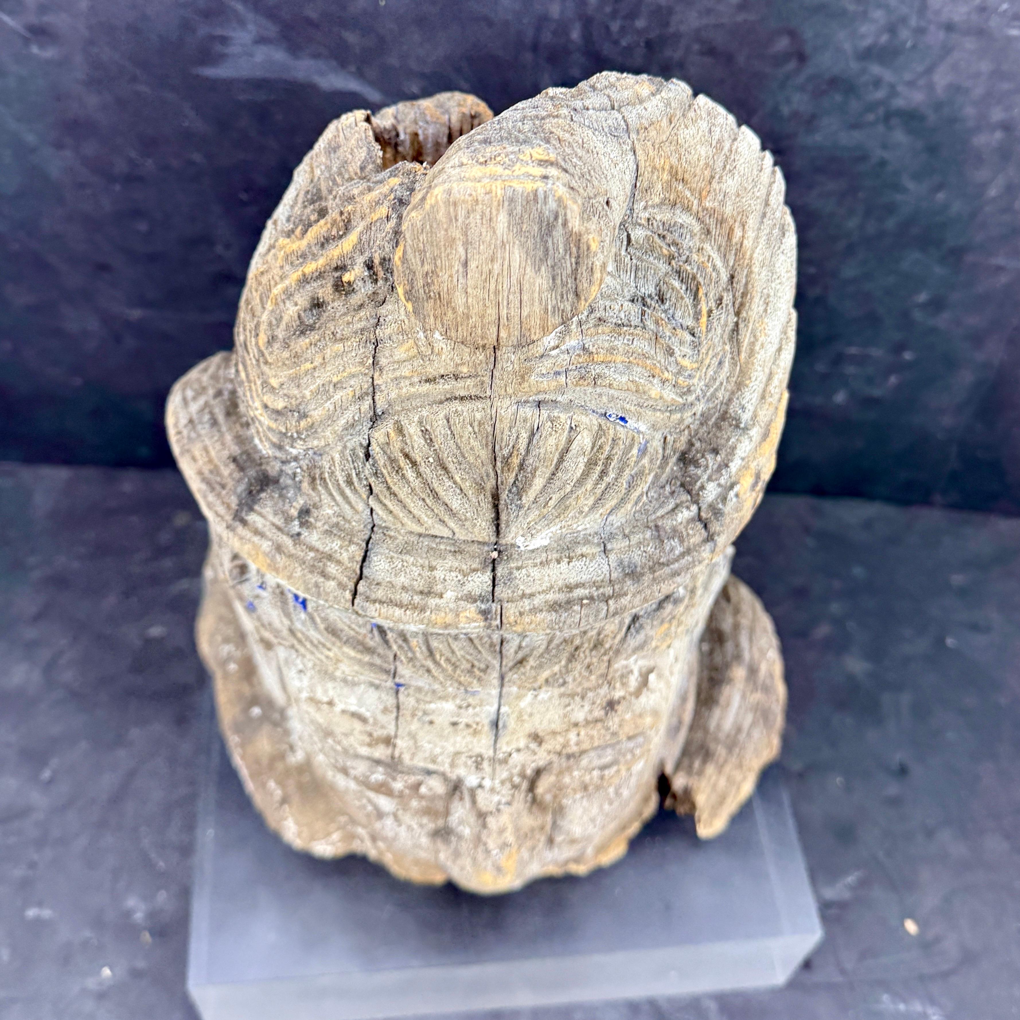 Gran escultura de madera del siglo XIX con cabeza de Buda en venta 5
