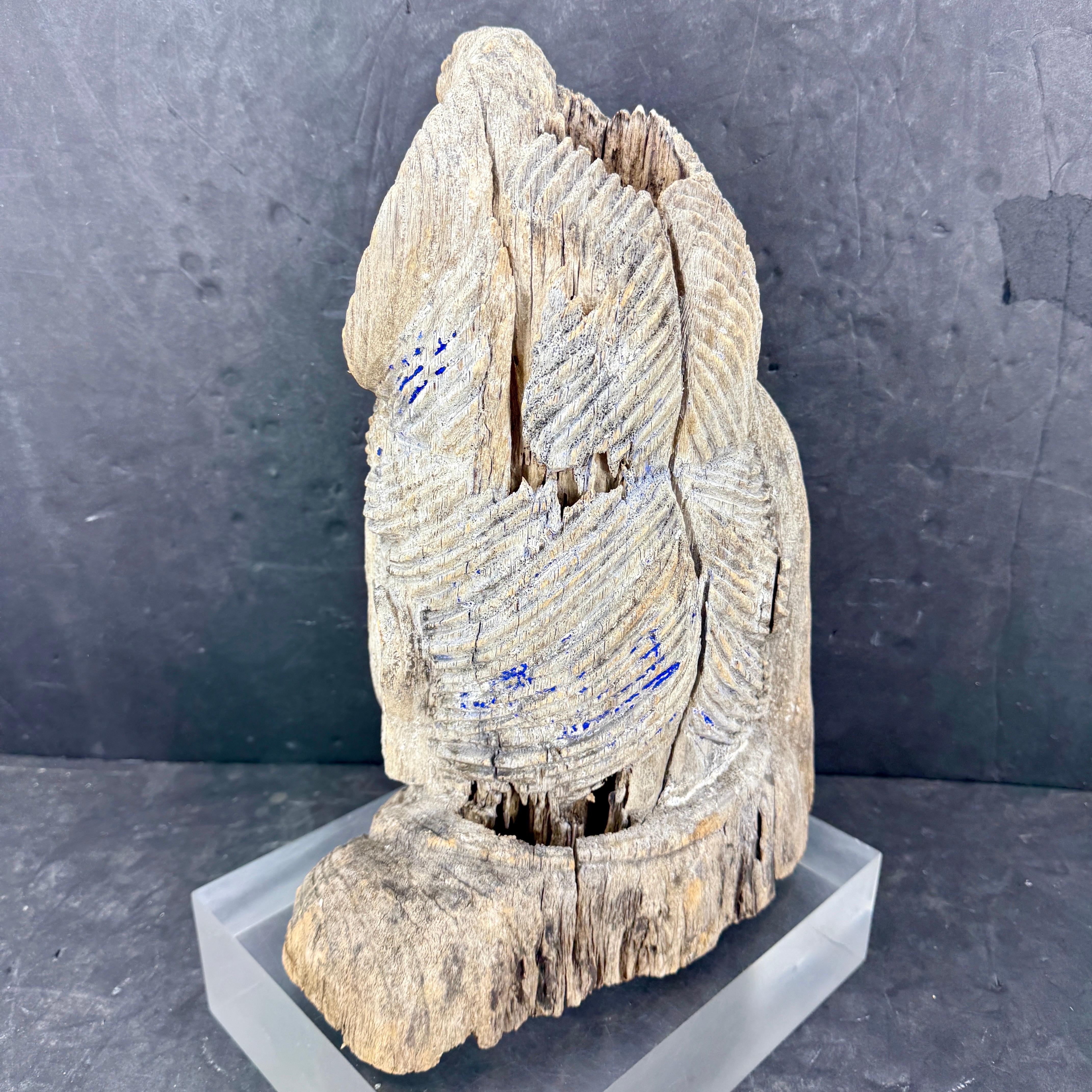 Gran escultura de madera del siglo XIX con cabeza de Buda en Bueno estado para la venta en Haddonfield, NJ