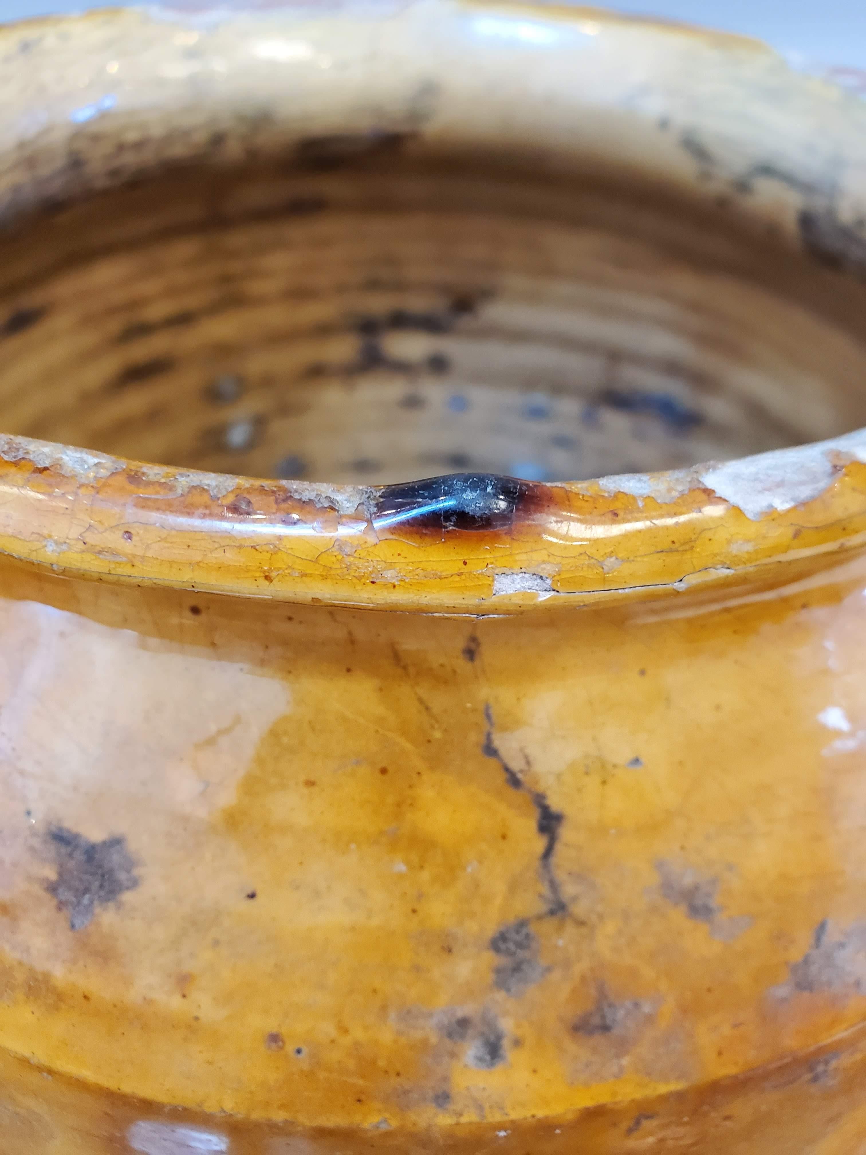 19th Century Large Yellow Glazed Terra Cotta “Confit” Pot 4