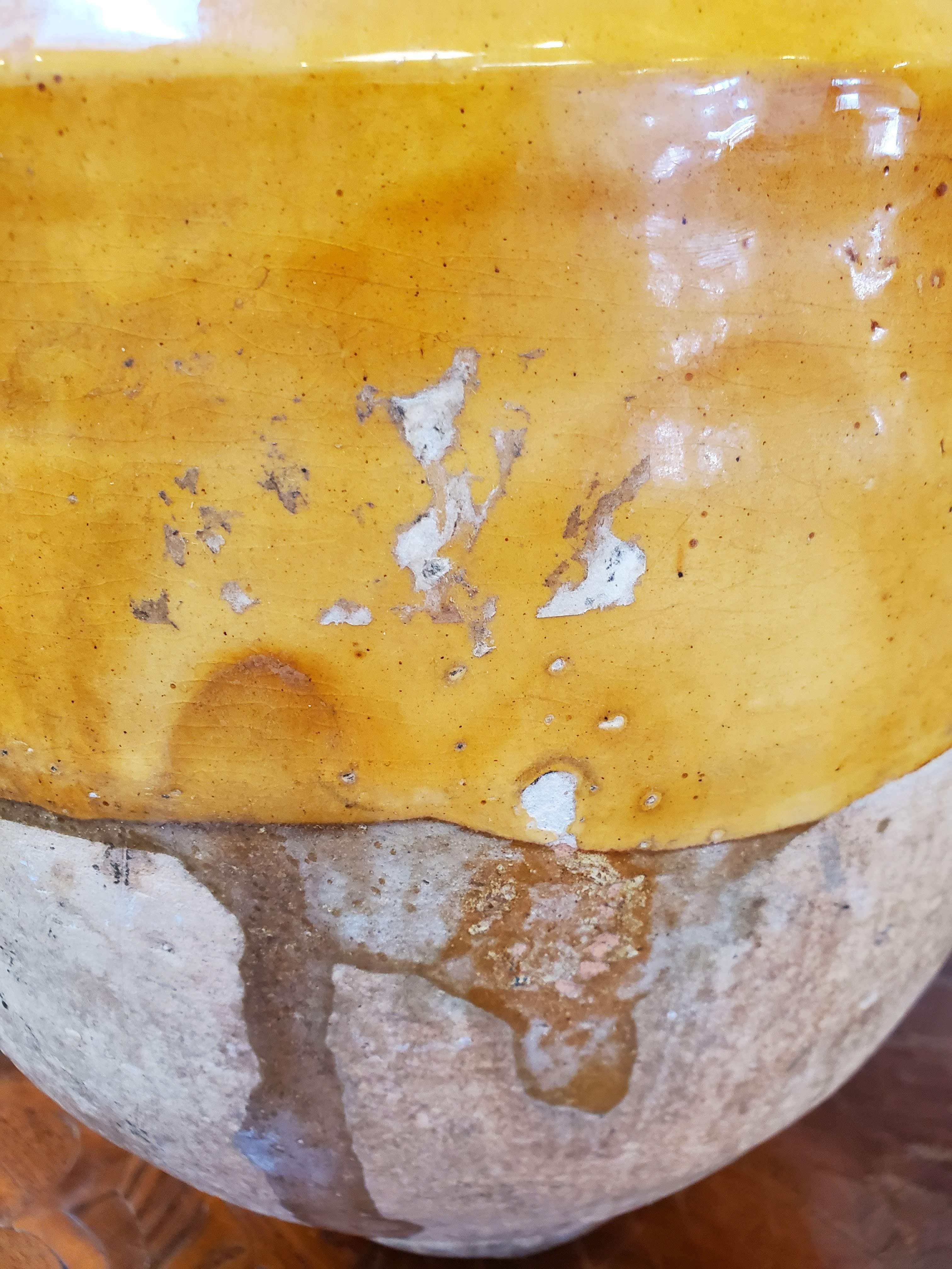 19th Century Large Yellow Glazed Terra Cotta “Confit” Pot 5