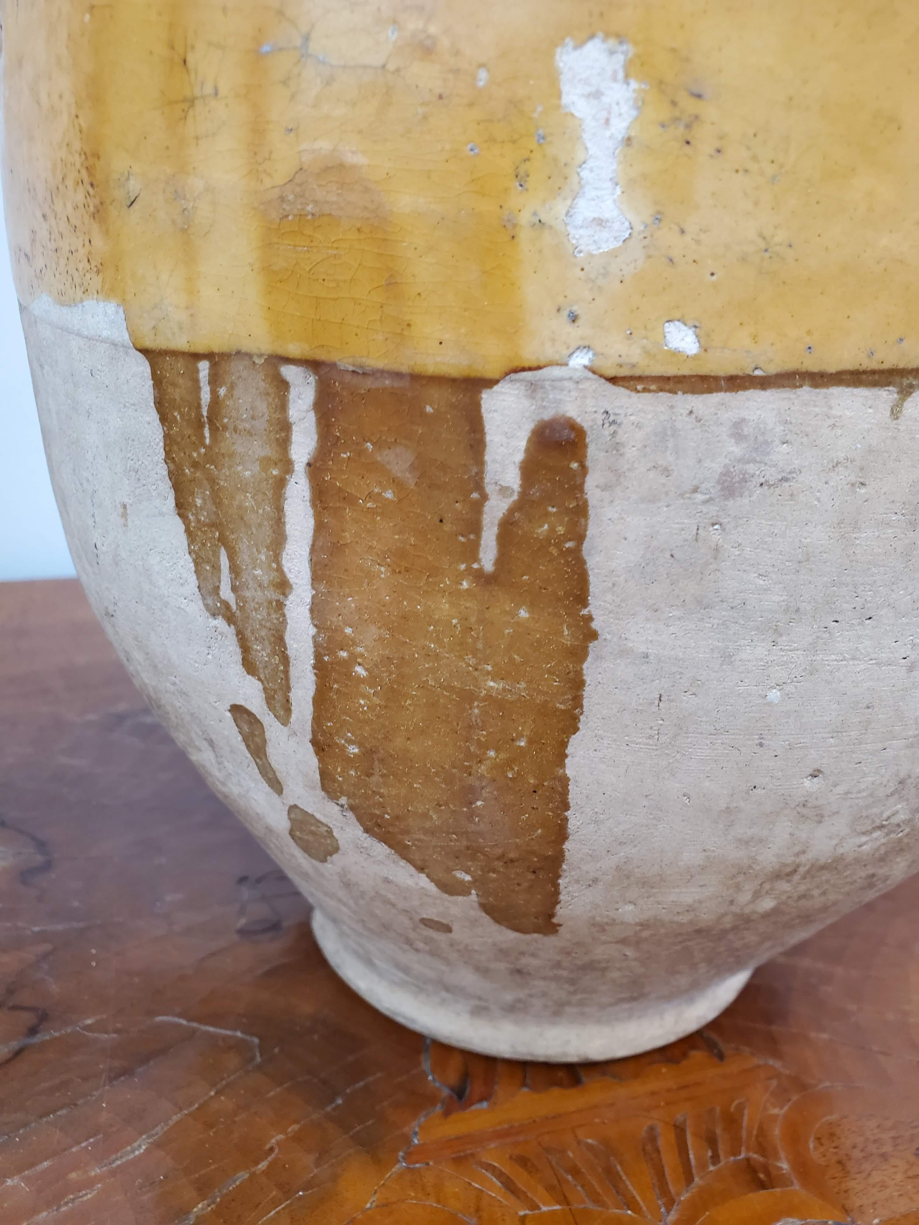 19th Century Large Yellow Glazed Terra Cotta “Confit” Pot 6