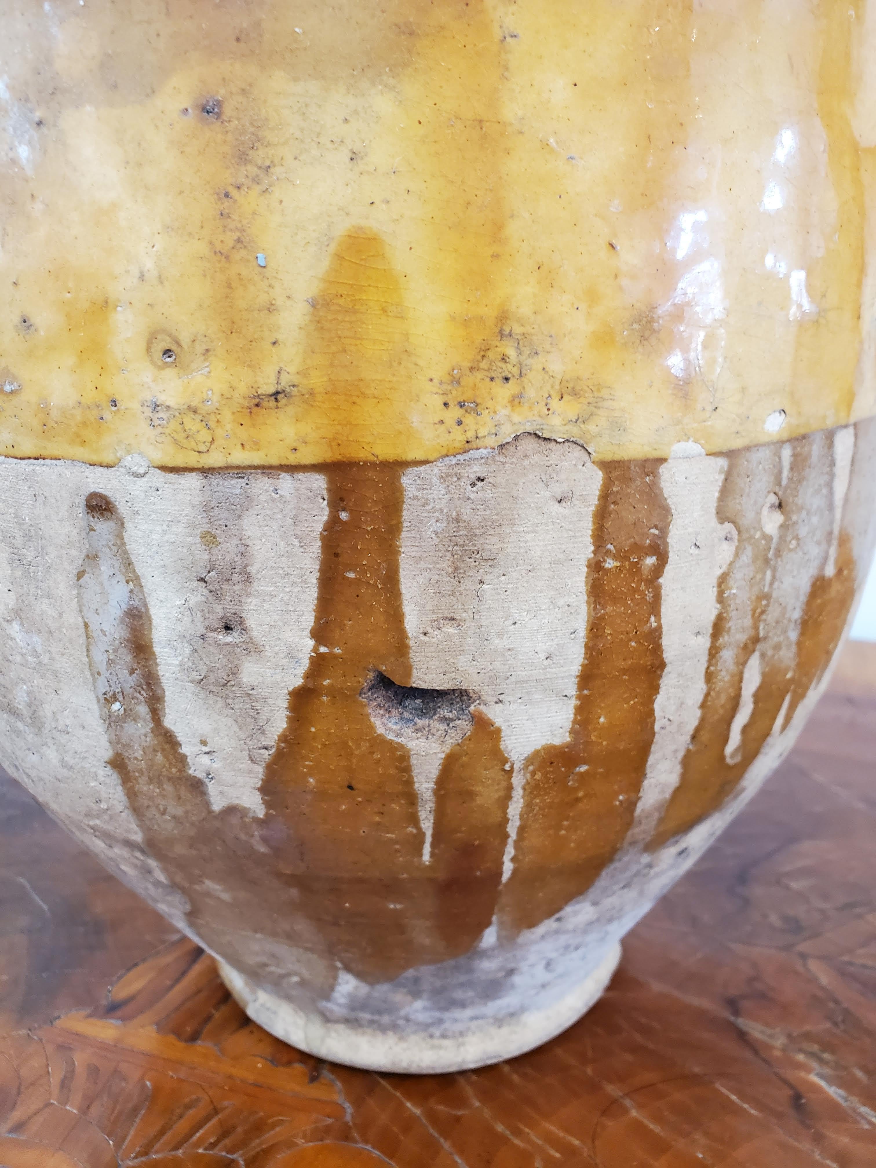 19th Century Large Yellow Glazed Terra Cotta “Confit” Pot 7
