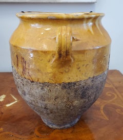 19th Century Large Yellow Glazed Terra Cotta “Confit” Pot
