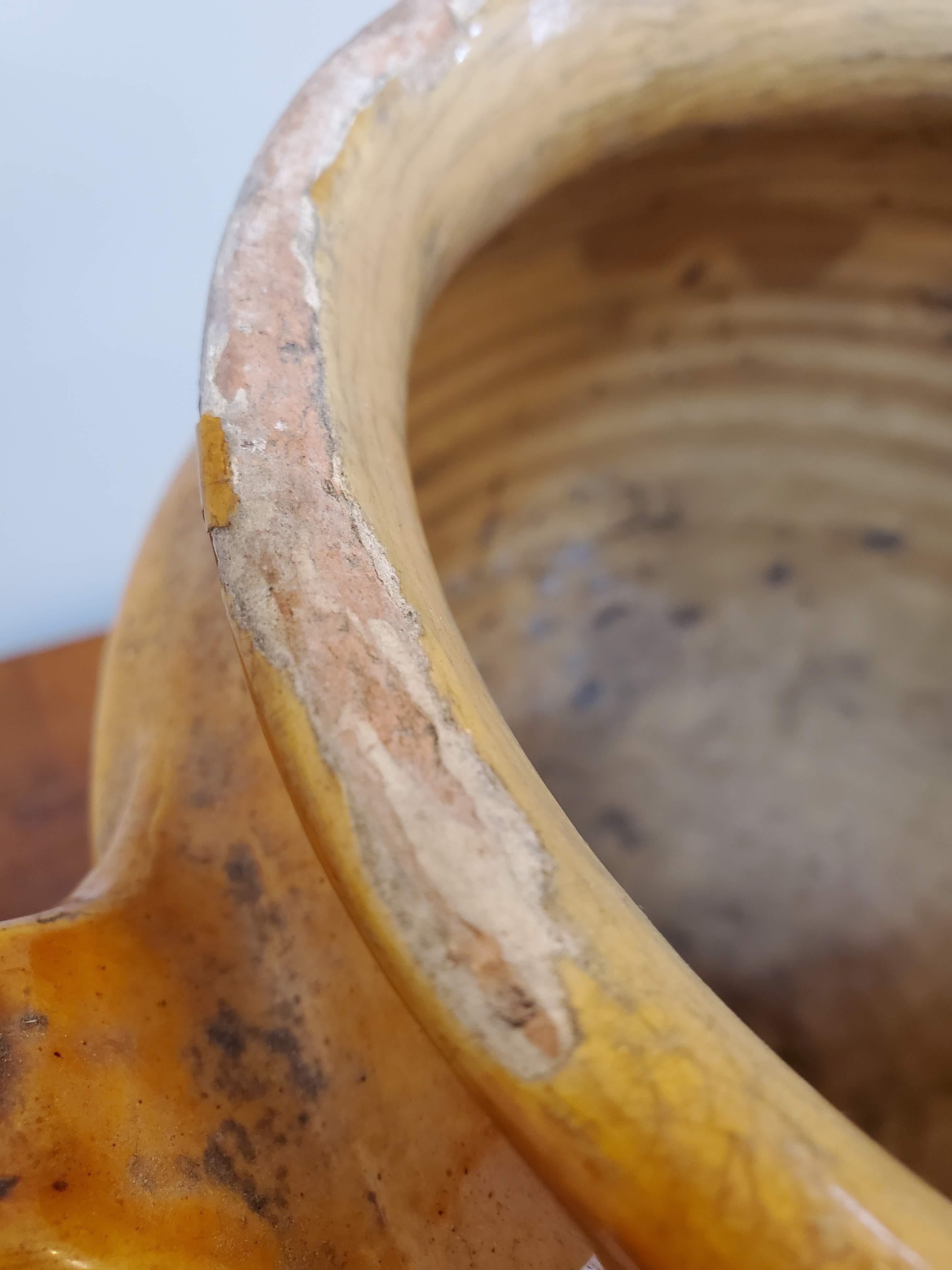 19th Century Large Yellow Glazed Terra Cotta “Confit” Pot 2