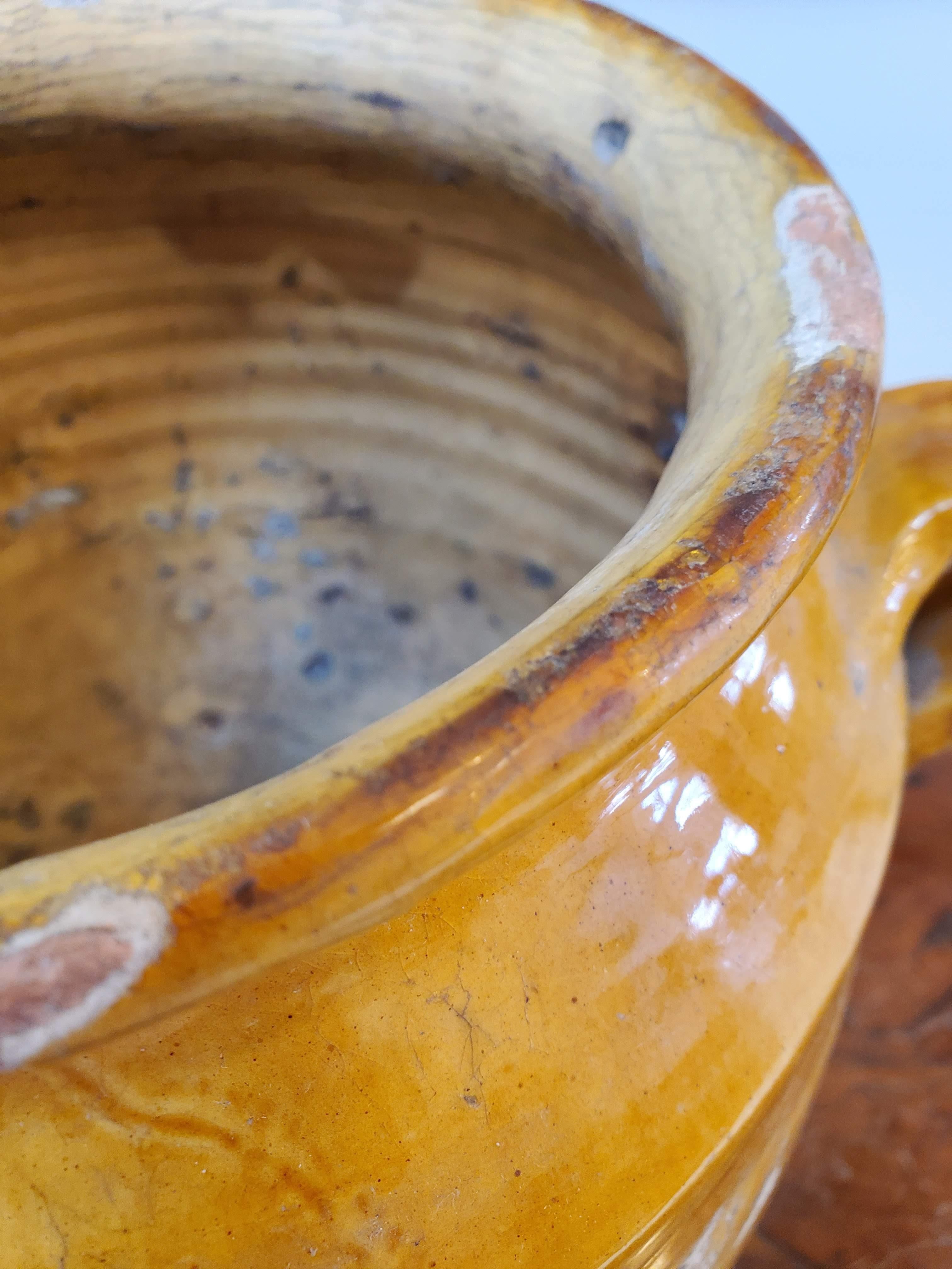 19th Century Large Yellow Glazed Terra Cotta “Confit” Pot 3