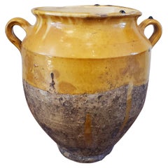 Antique 19th Century Large Yellow Glazed Terra Cotta “Confit” Pot