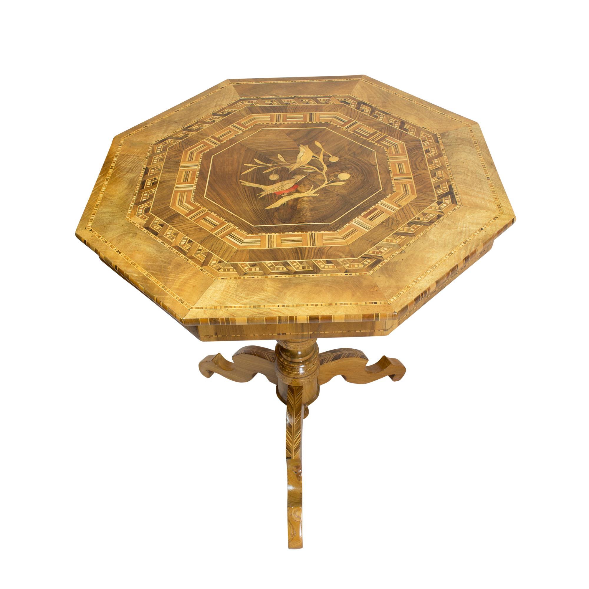 19th Century Late Biedermeier Marquetry Side Table For Sale 4