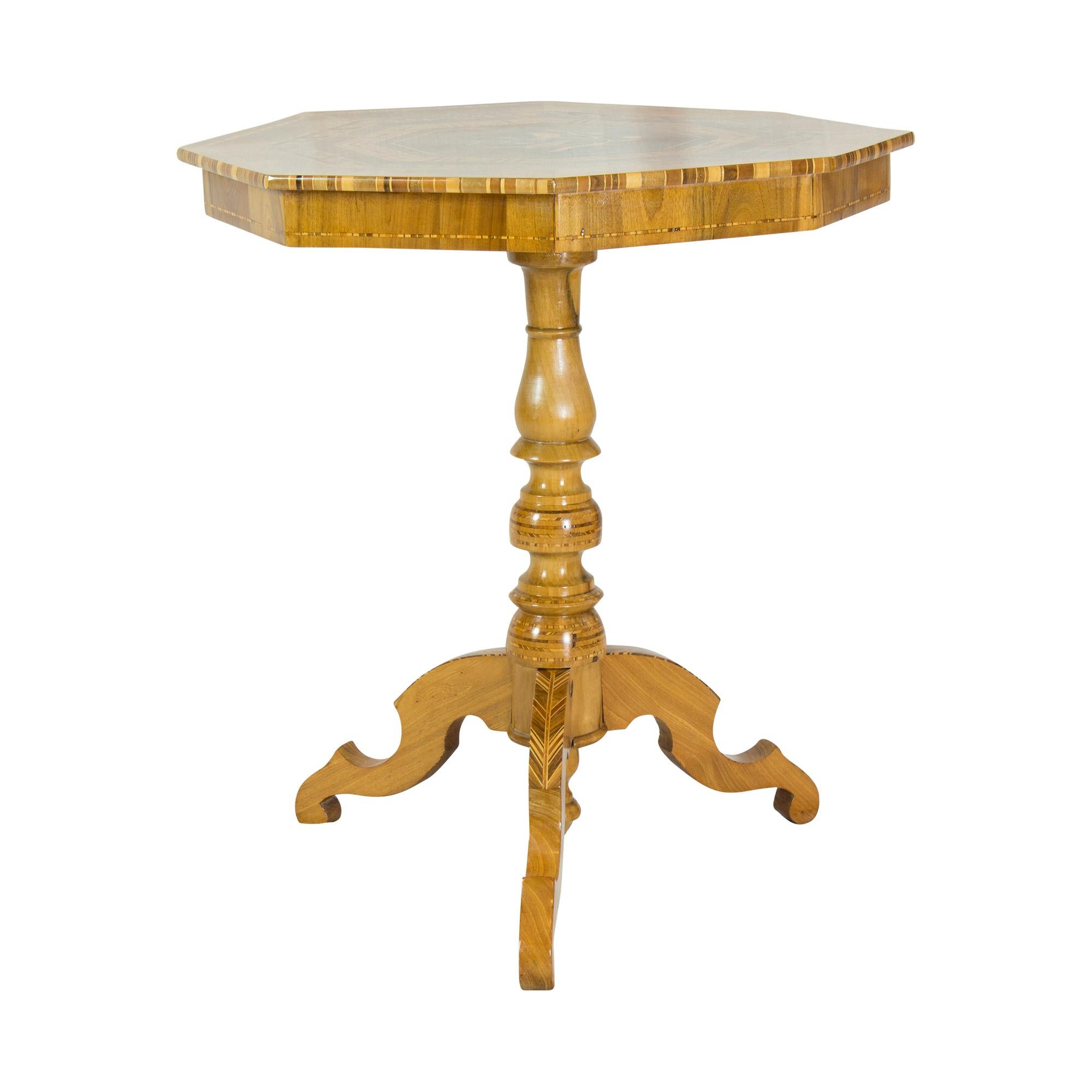 Polished 19th Century Late Biedermeier Marquetry Side Table For Sale