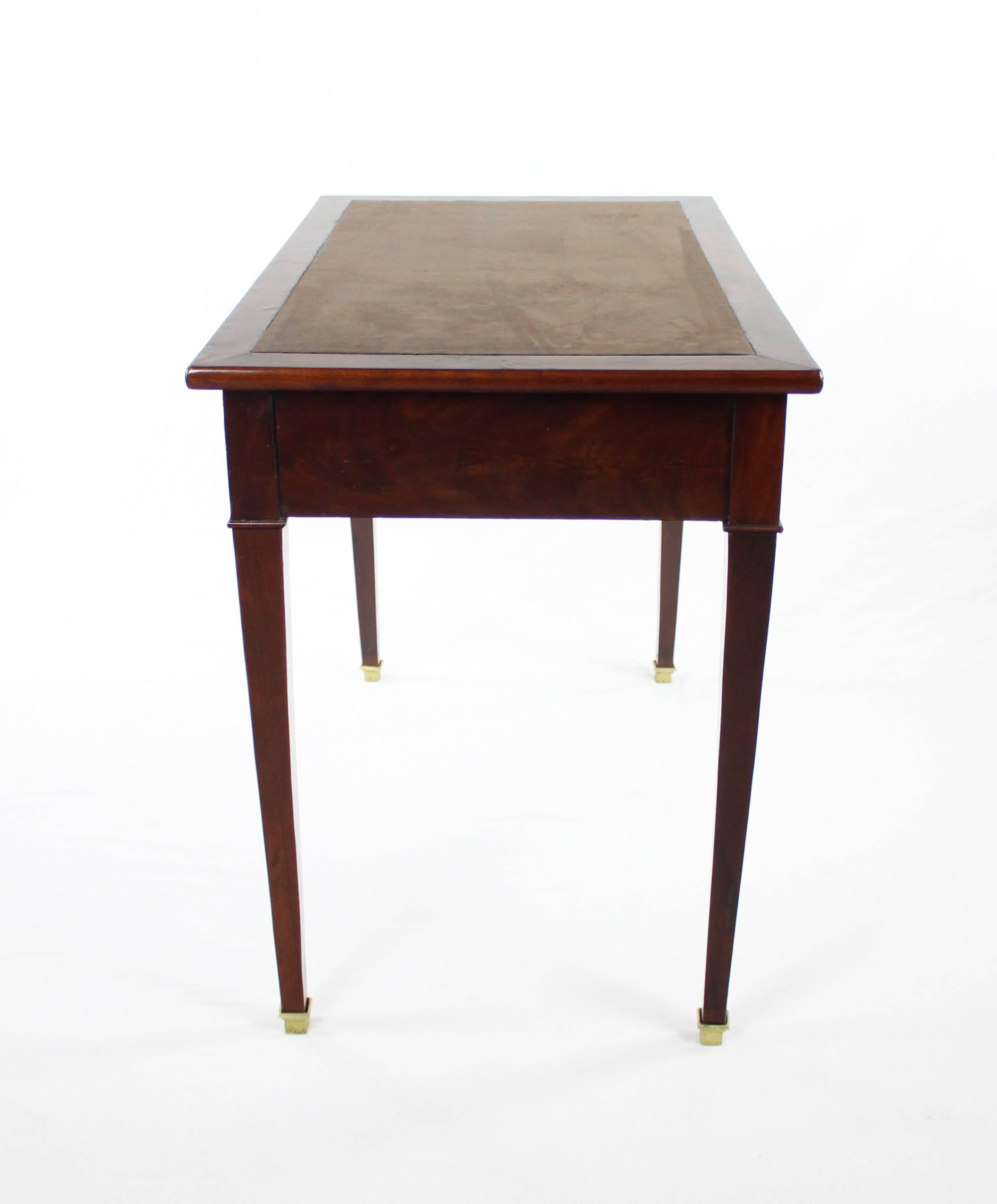 19th Century Late Biedermeier Period Writing Desk, Magogany on Oak, Red Brown 1