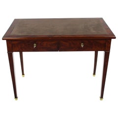 19th Century Late Biedermeier Period Writing Desk, Magogany on Oak, Red Brown