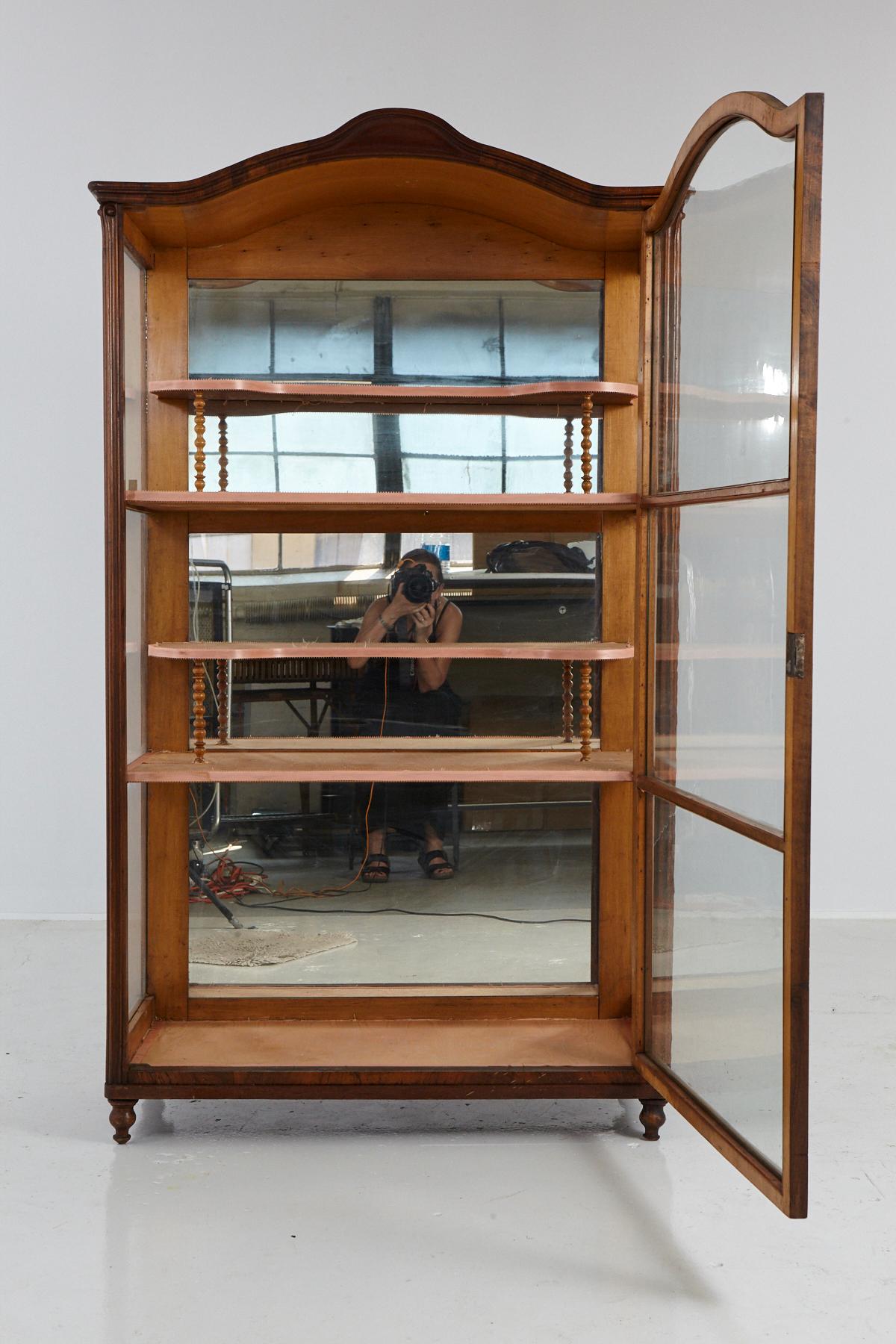 19th Century Late Biedermeier Walnut Display Cabinet / Vitrine In Good Condition For Sale In Pau, FR