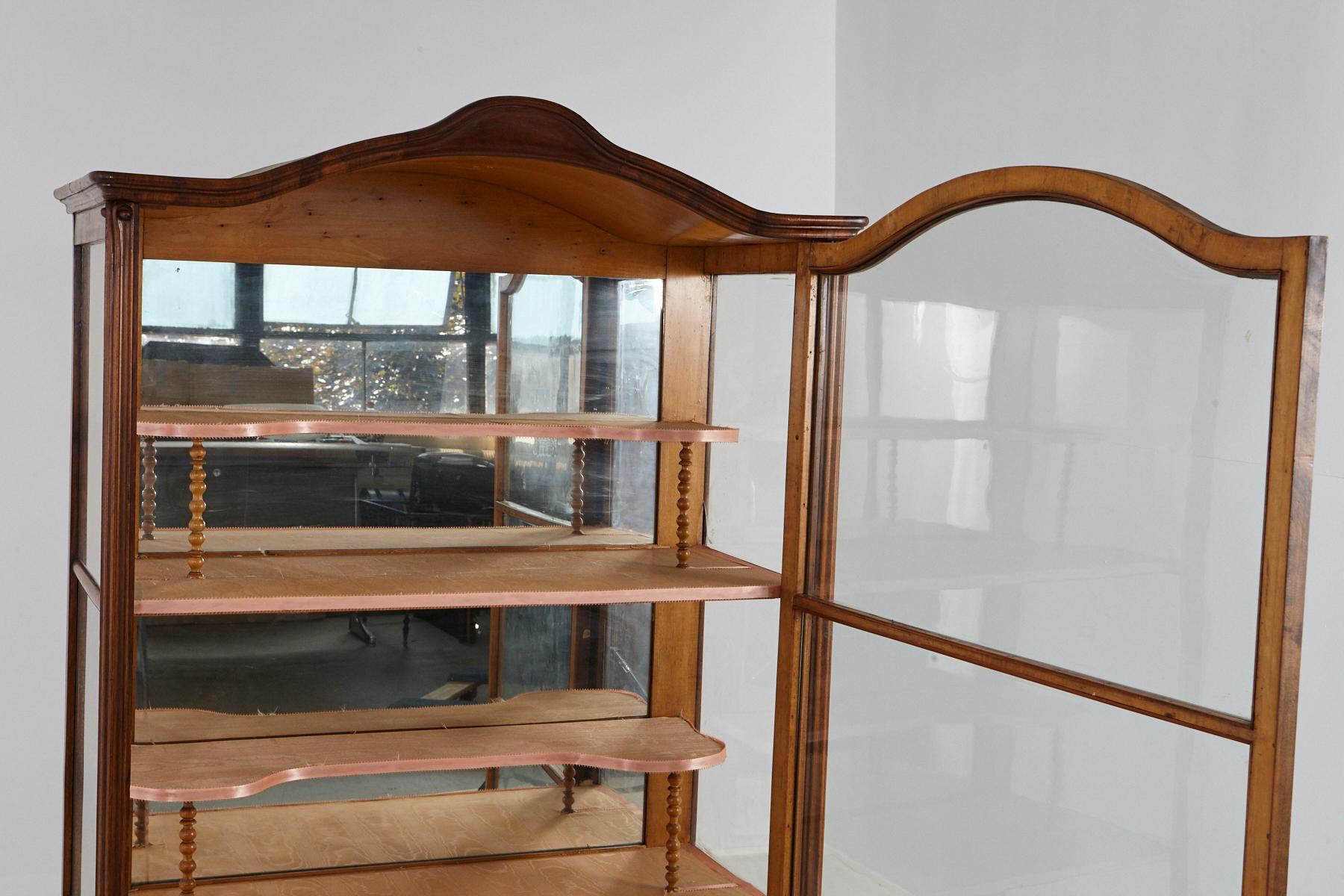 Glass 19th Century Late Biedermeier Walnut Display Cabinet / Vitrine For Sale