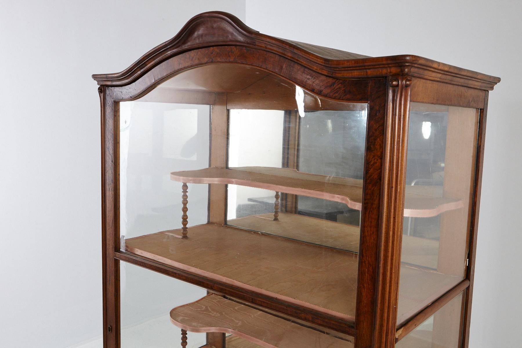 19th Century Late Biedermeier Walnut Display Cabinet / Vitrine For Sale 2