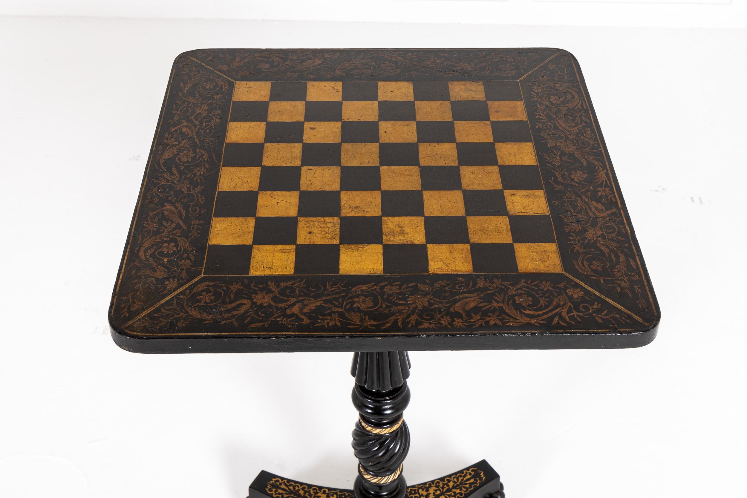 Table à jeux/échecs en plume d'oie, 19ème siècle, fin de la période Regency anglaise en vente 1