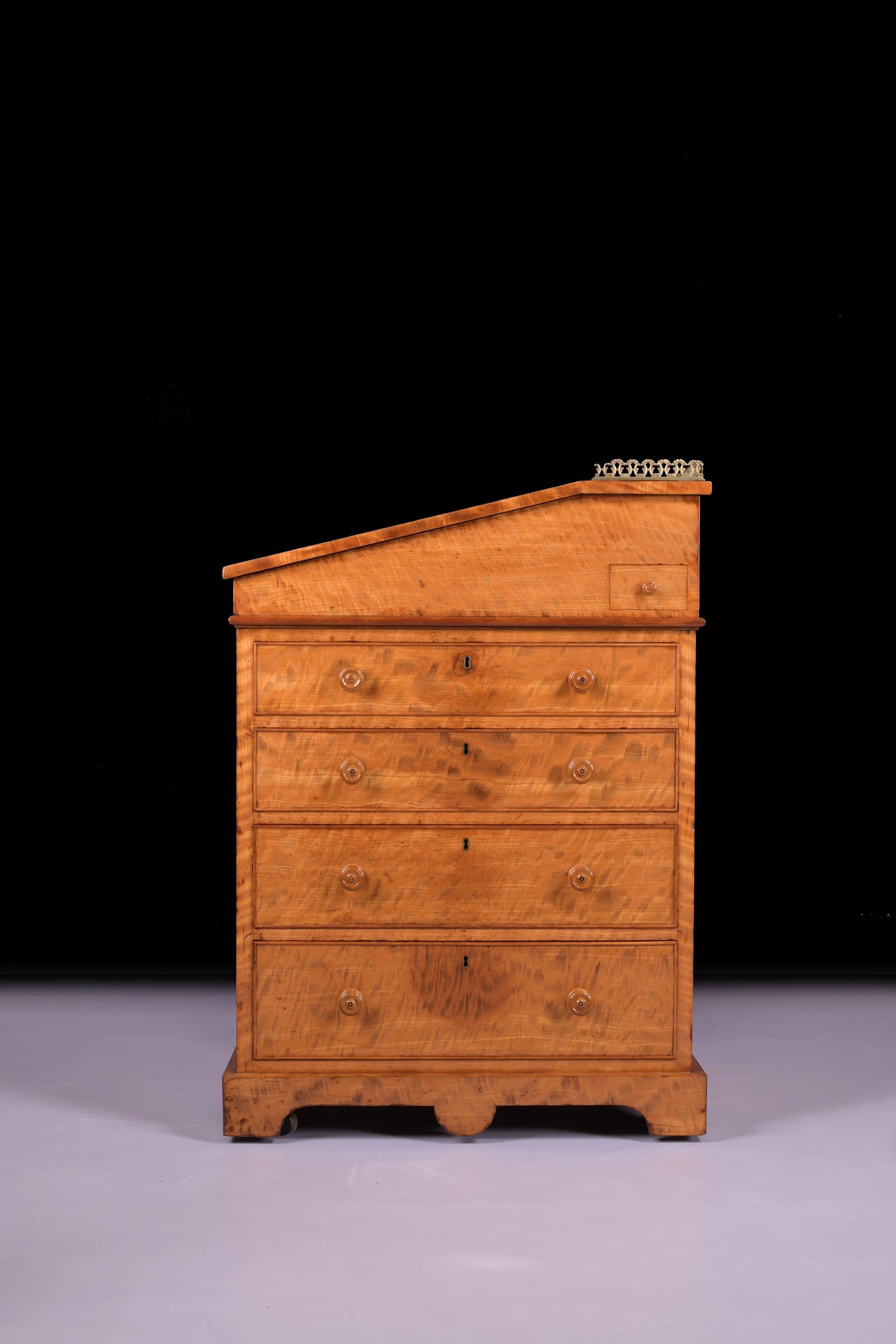 19th Century Late English Regency Satinwood Davenport Attributed to Gillows For Sale 1
