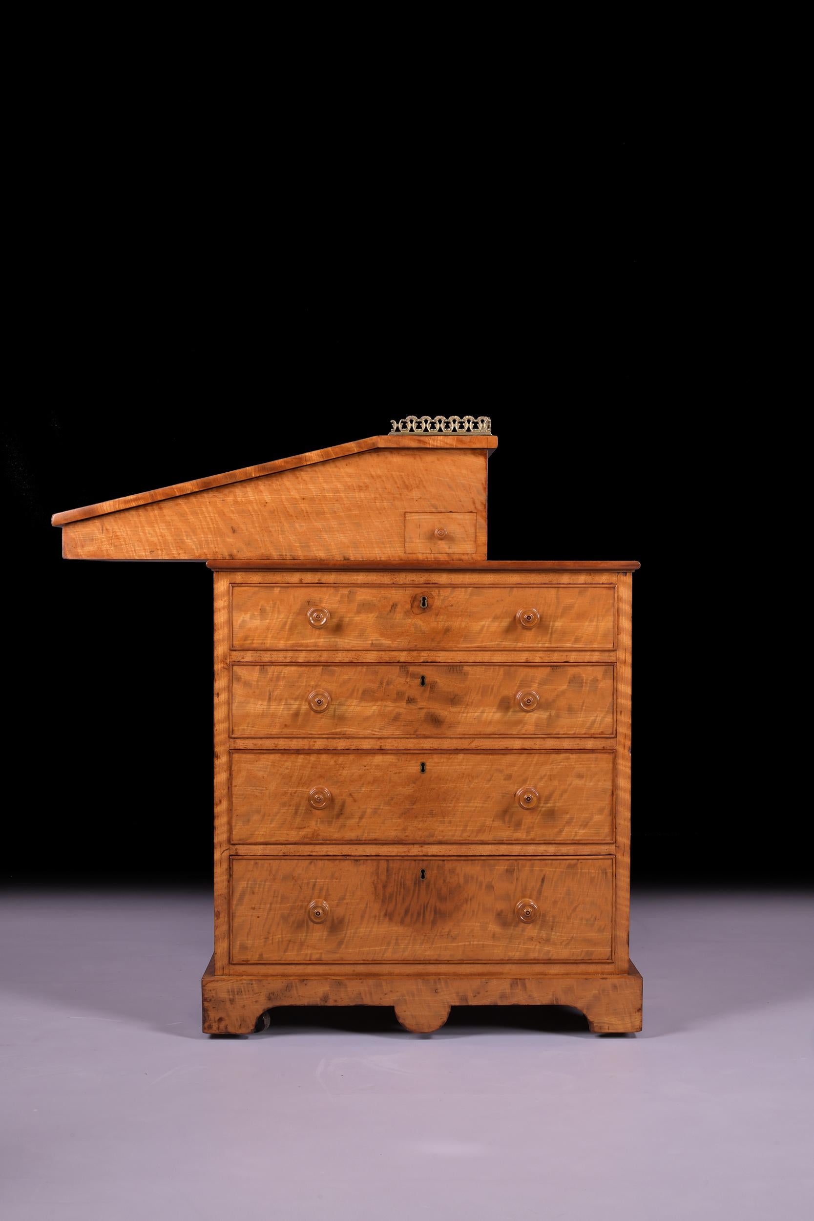 19th Century Late English Regency Satinwood Davenport Attributed to Gillows For Sale 4