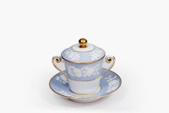 19th Century Late Georgian Blue Spode Hot Chocolate Cup with Cover and Saucer