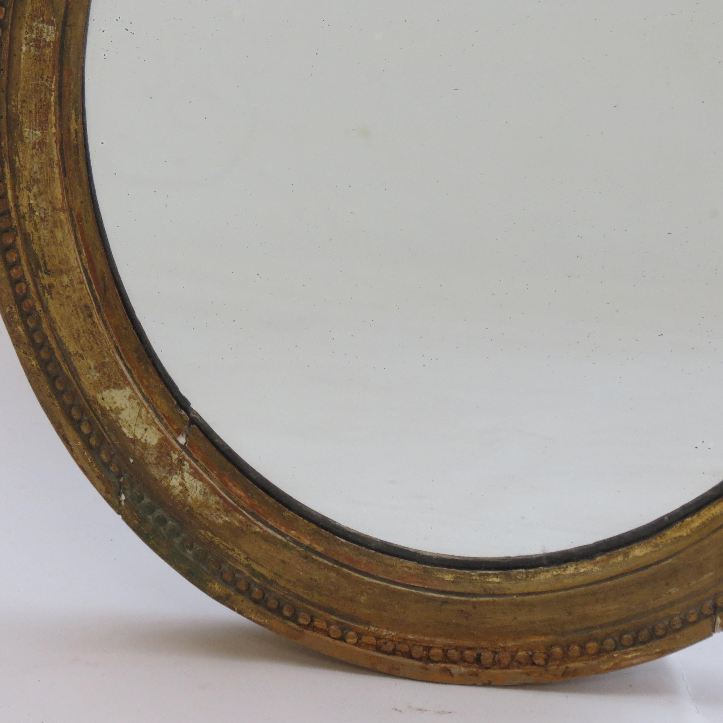 19th Century Late Georgian Oval Gilt Wall Mirror Circa 1830s For Sale 4