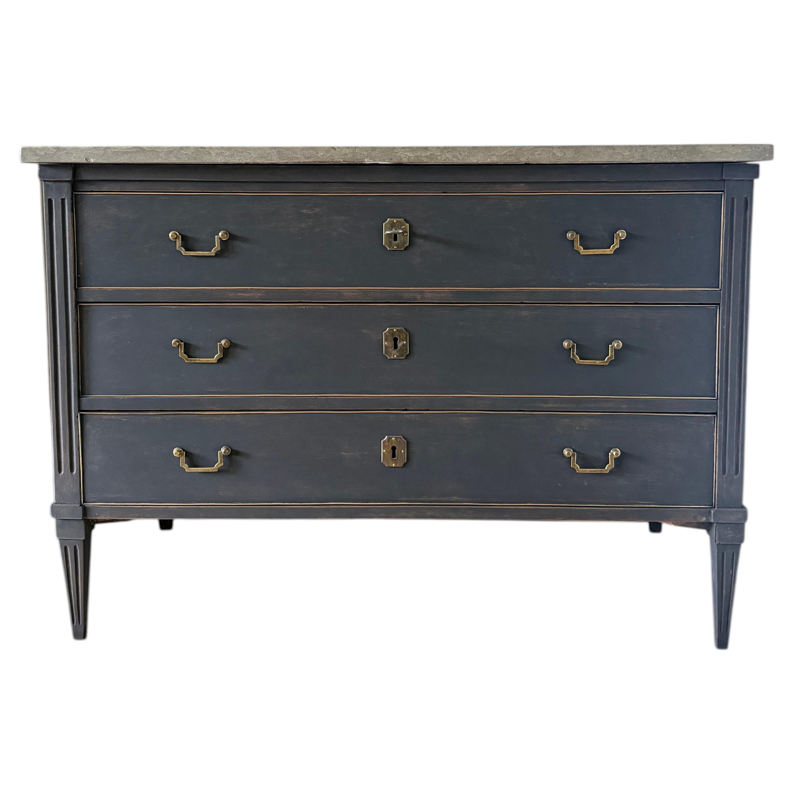 19th Century Late Gustavian chest of drawers, Swedish origin, painted
