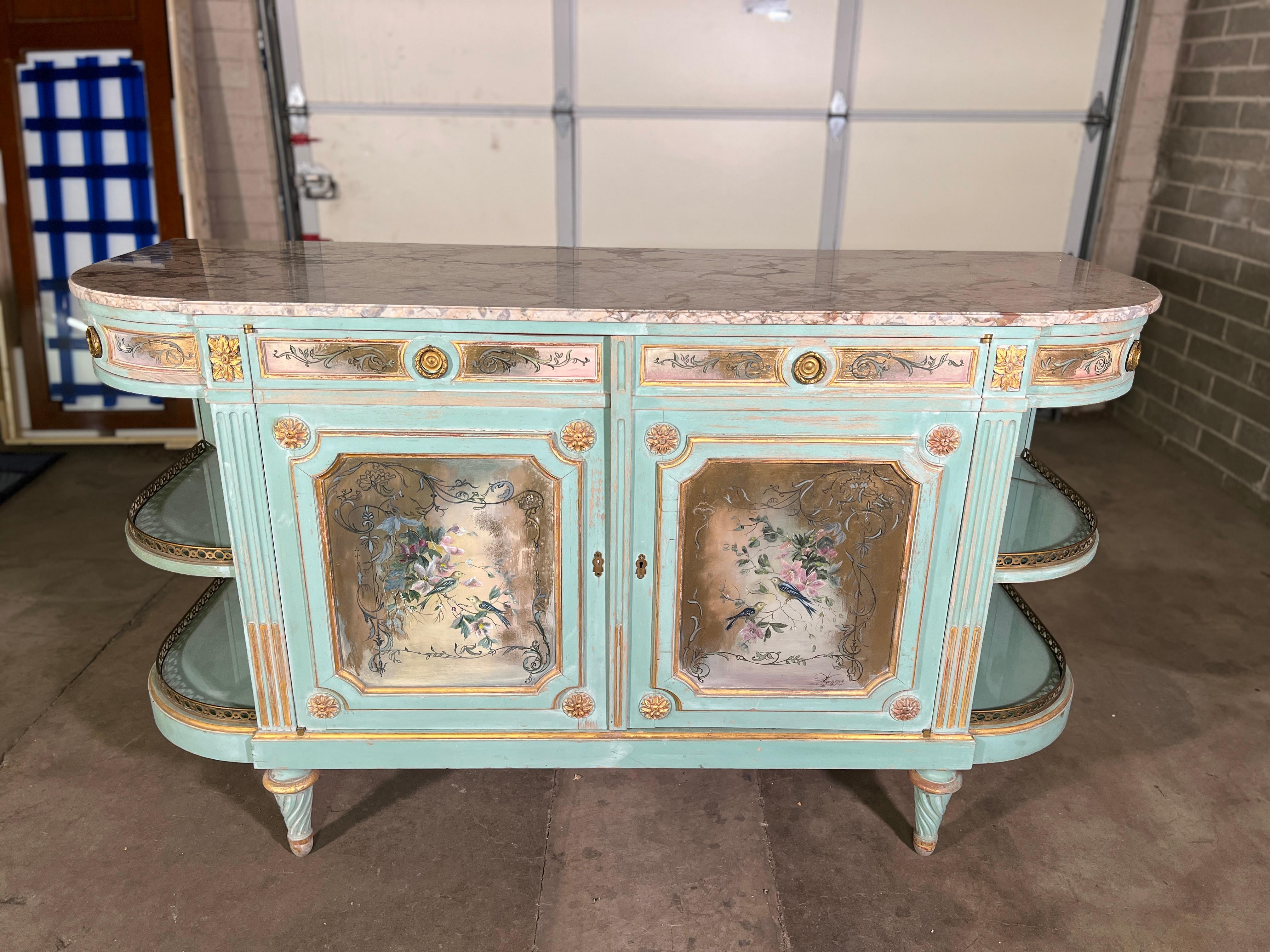 19th Century (Late) Louis XVI Style Painted Sideboard From Soubrier Paris

