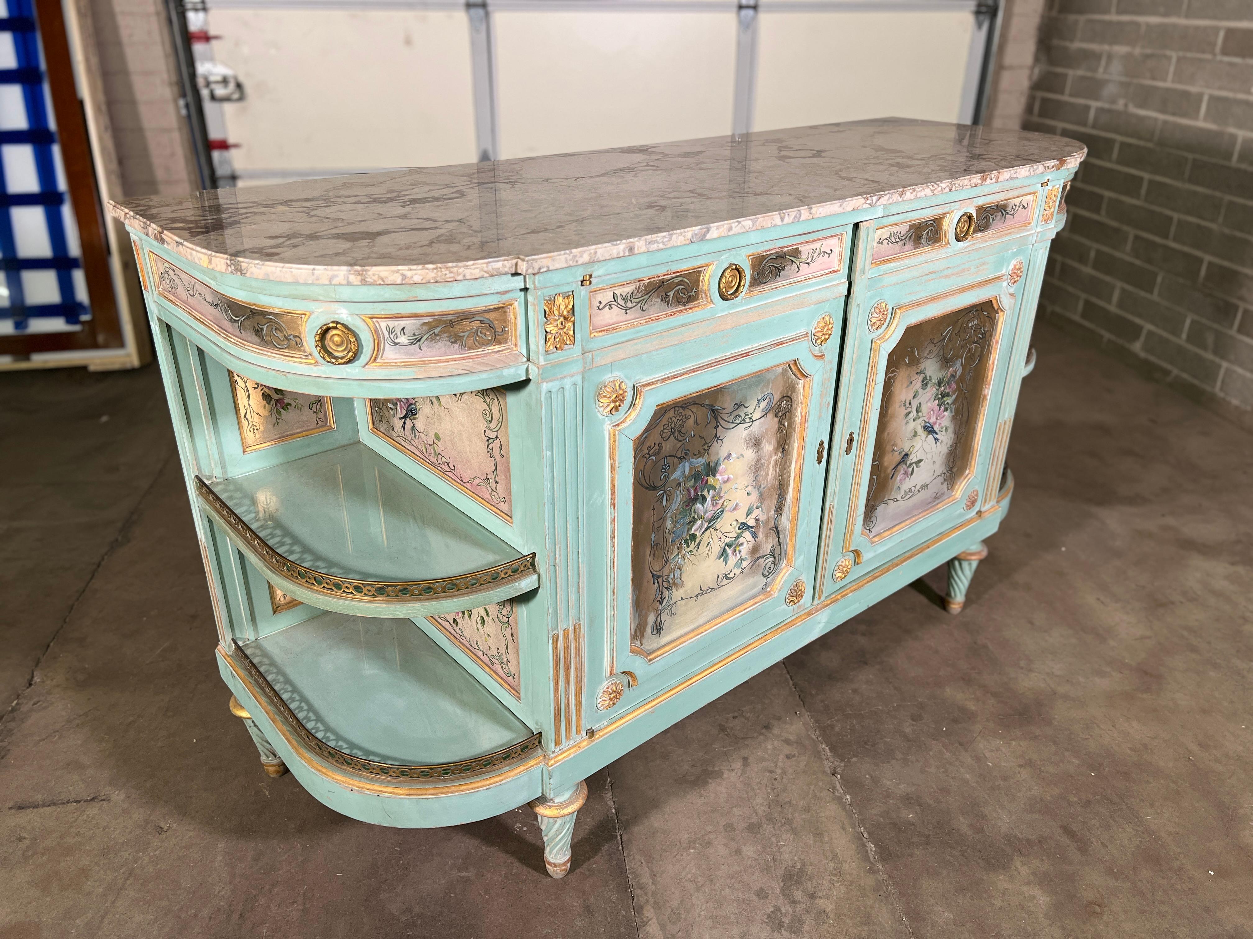 French 19th Century (Late) Louis XVI Style Painted Sideboard From Soubrier Paris For Sale