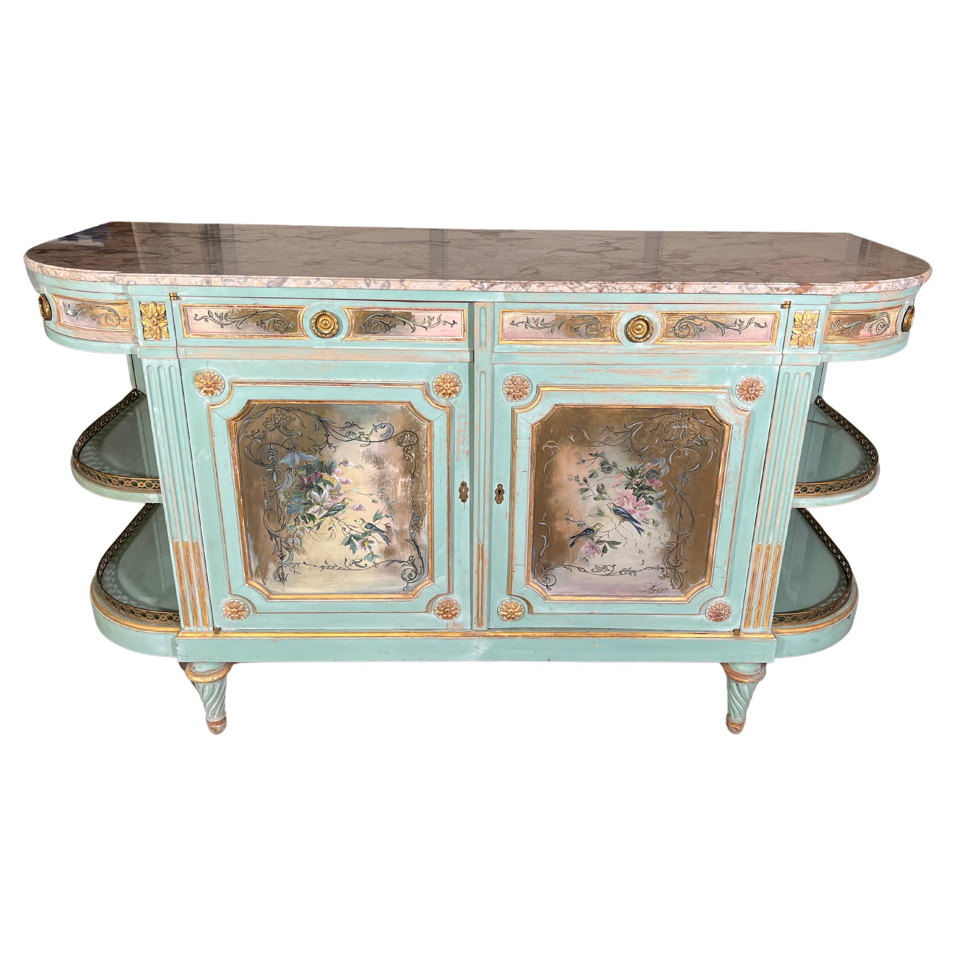 19th Century (Late) Louis XVI Style Painted Sideboard From Soubrier Paris For Sale