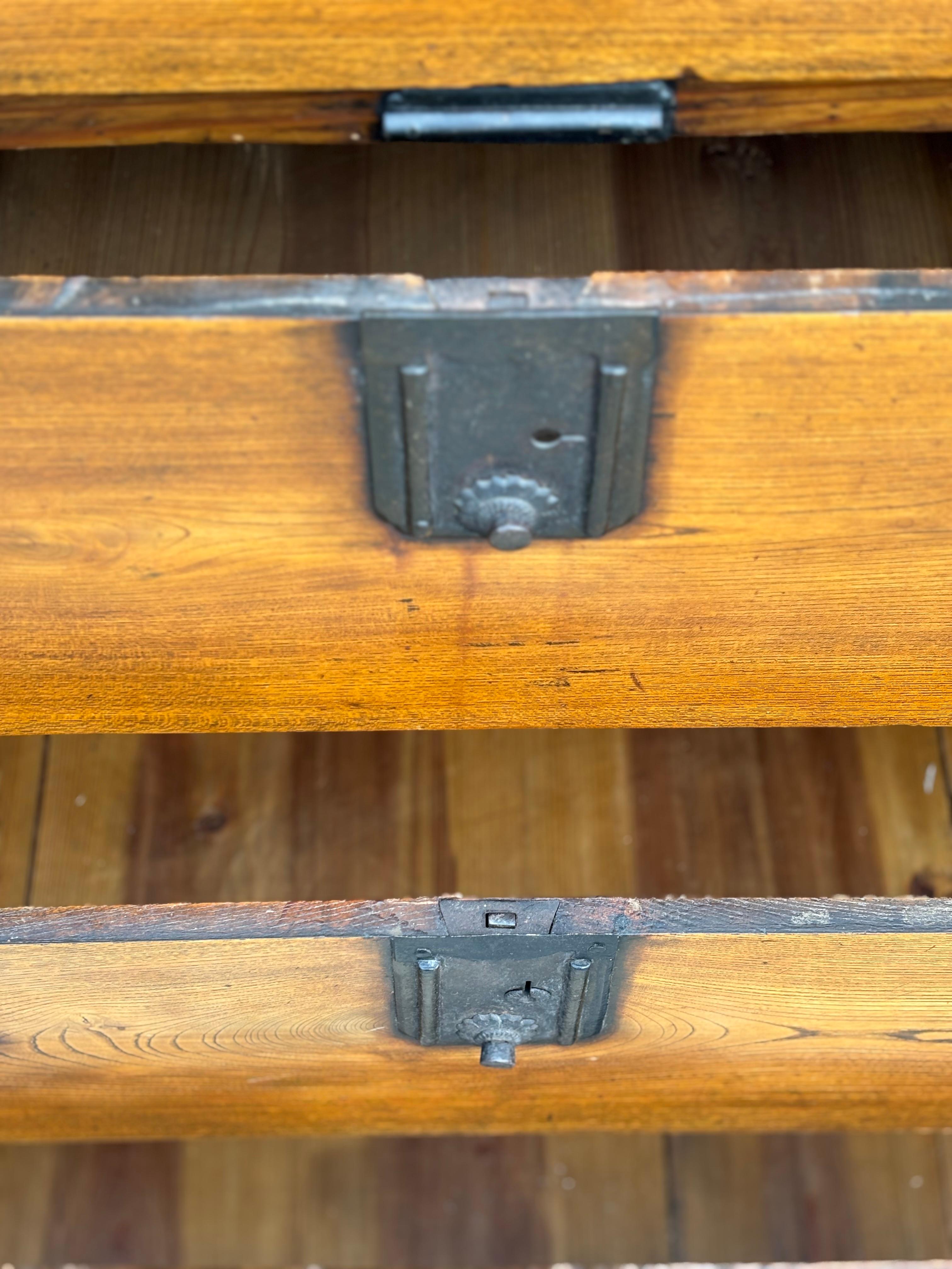 19th Century Late Meiji Japanese Keyaki Merchant Tansu Chest For Sale 9
