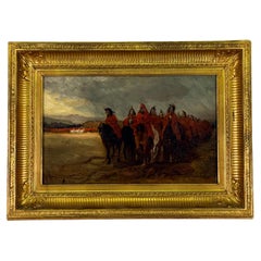 Pintura al óleo del siglo XIX (finales) Desfile militar prusiano