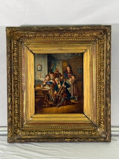 19th Century (late) Painting Family Gathering with Cellist