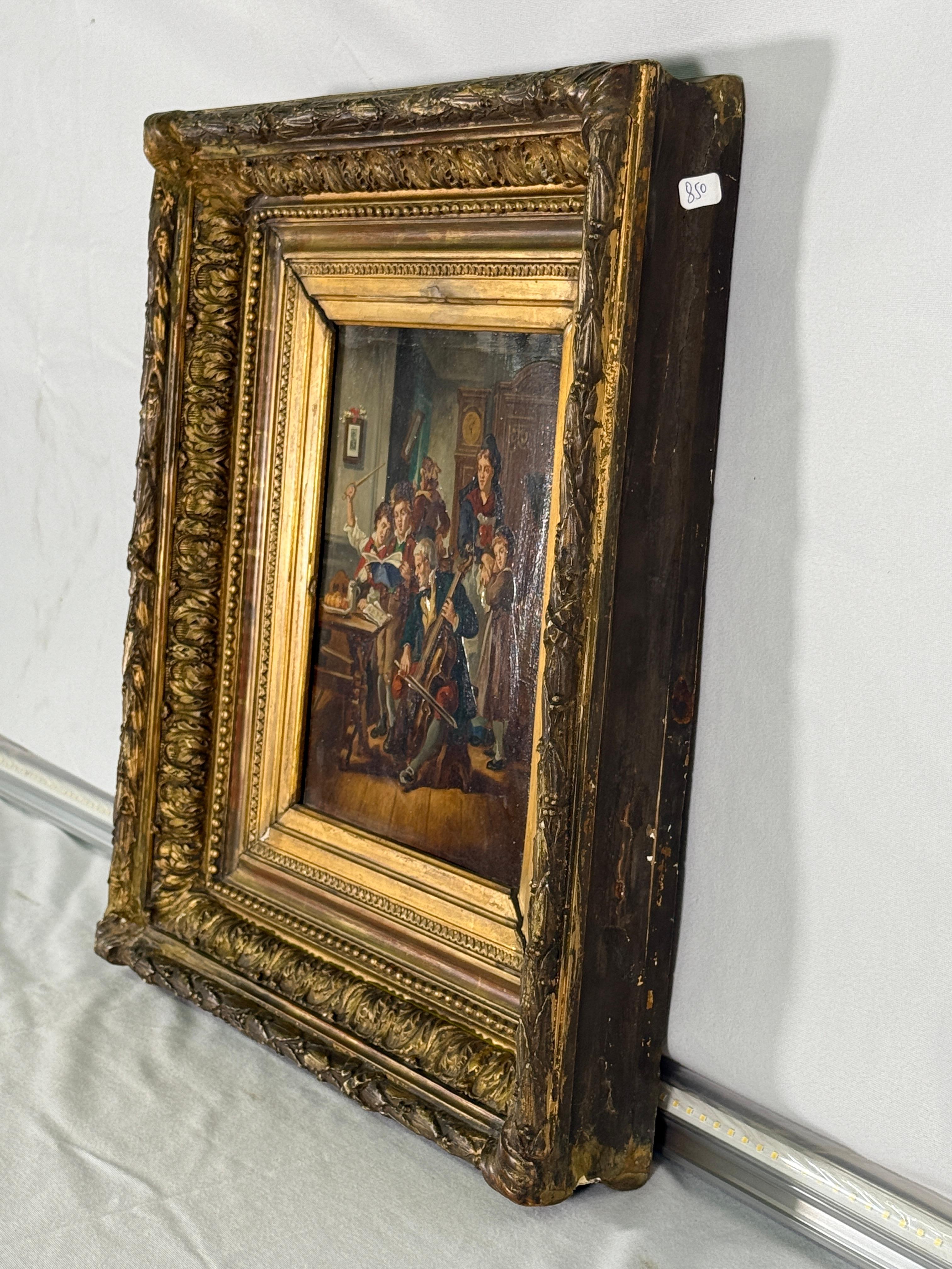 Napoleon III 19th Century (late) Painting Family Gathering with Cellist For Sale