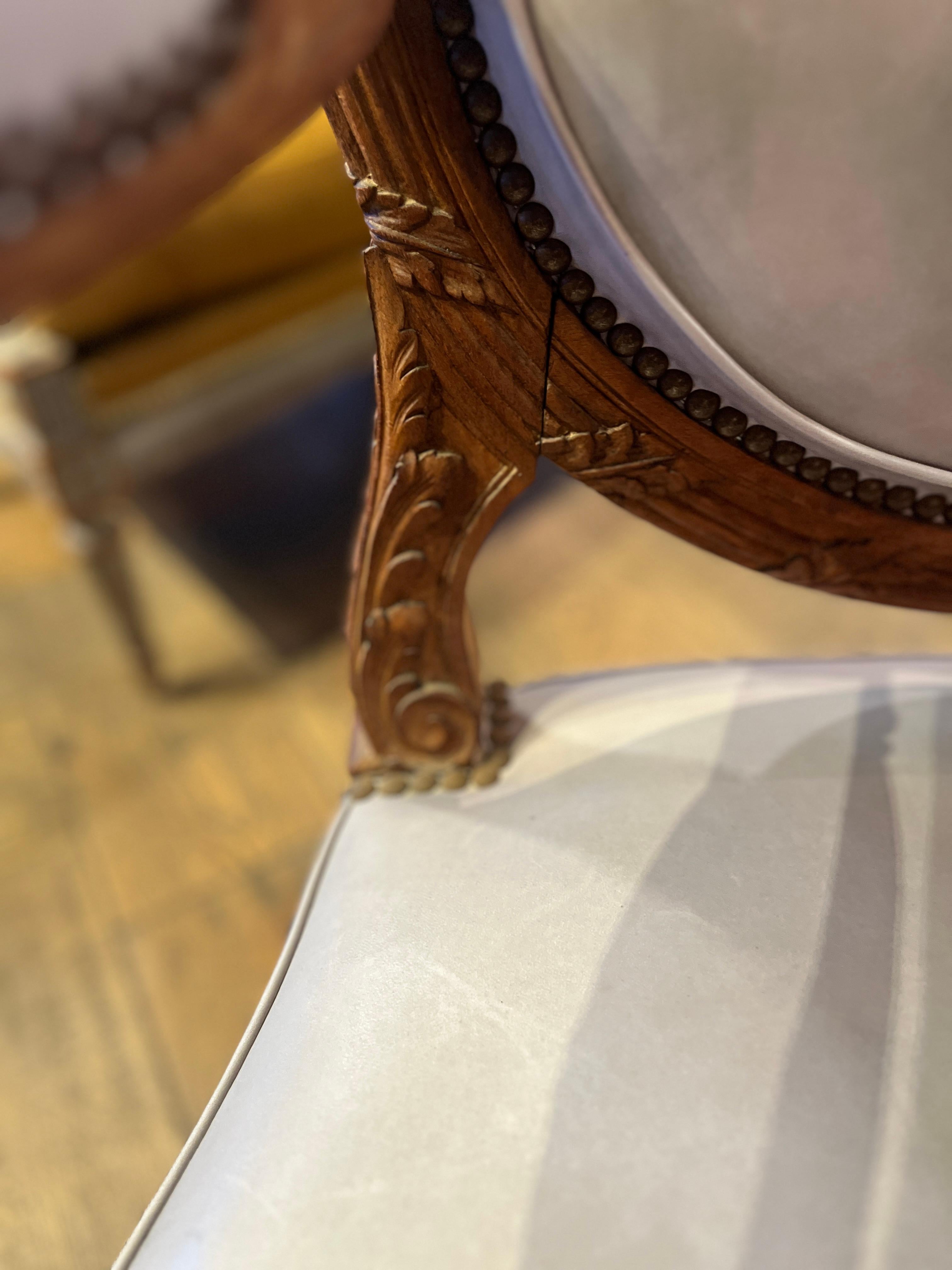 19th Century (late) Pair Louis XVI Style Walnut Fauteuils For Sale 1