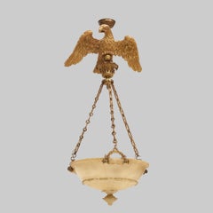 19th Century Late Regency Alabaster and Giltwood Chandelier