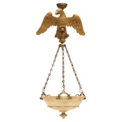 19th Century Late Regency Alabaster and Giltwood Chandelier