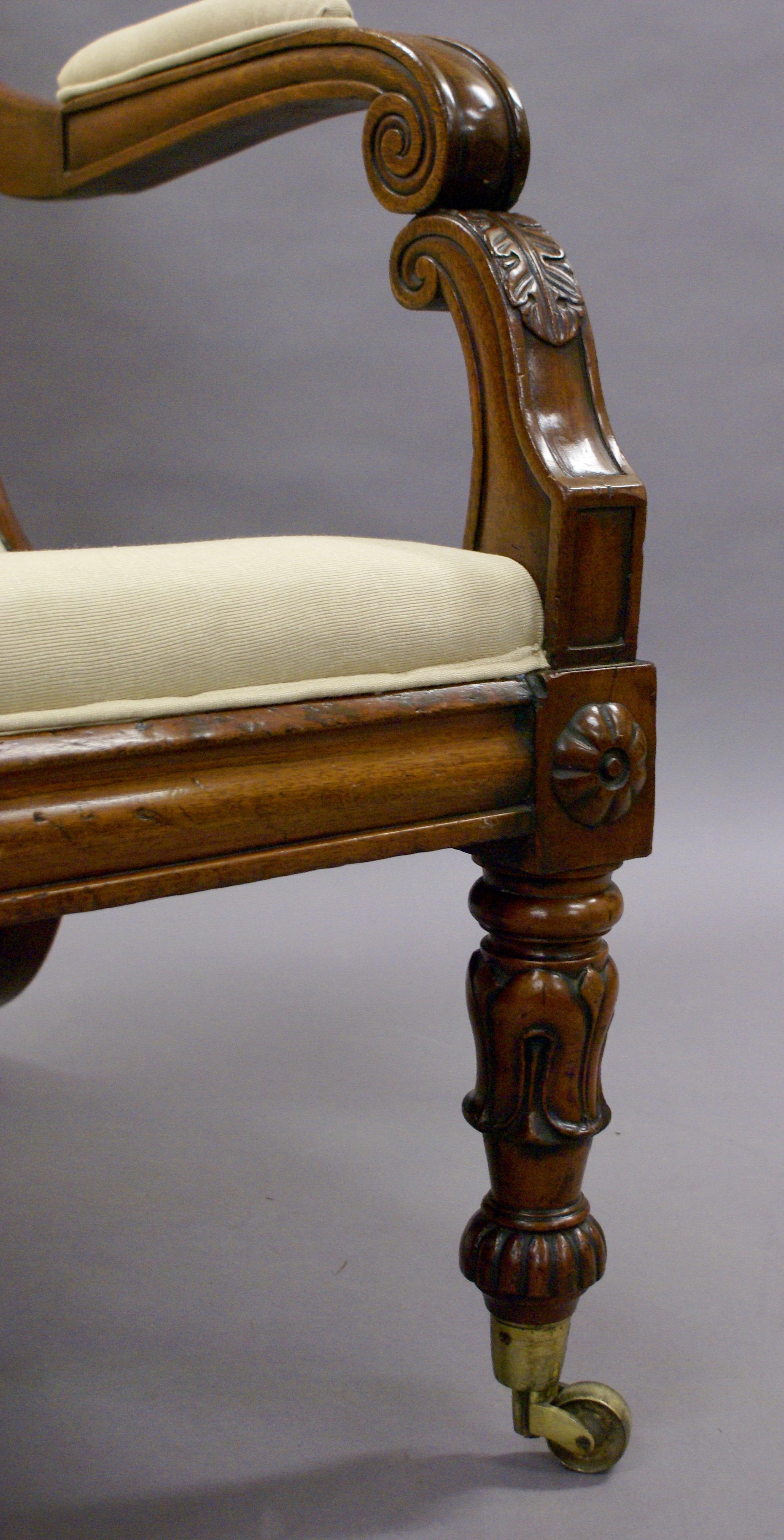 19th Century Late Regency Period Mahogany Library Armchair (Mahagoni)