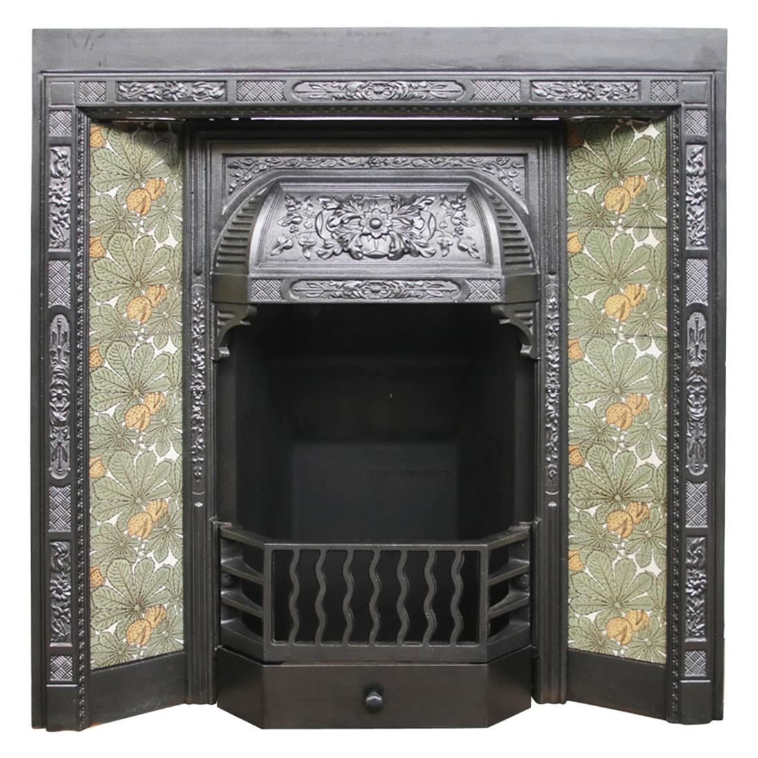 19th Century late Victorian Cast Iron and Tiled Fire Insert