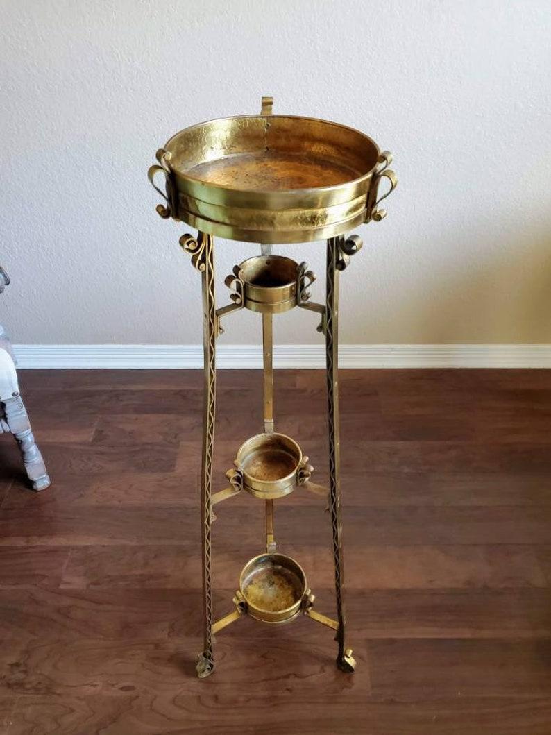 19th Century Late Victorian Gilt Brass Plant Stand 1